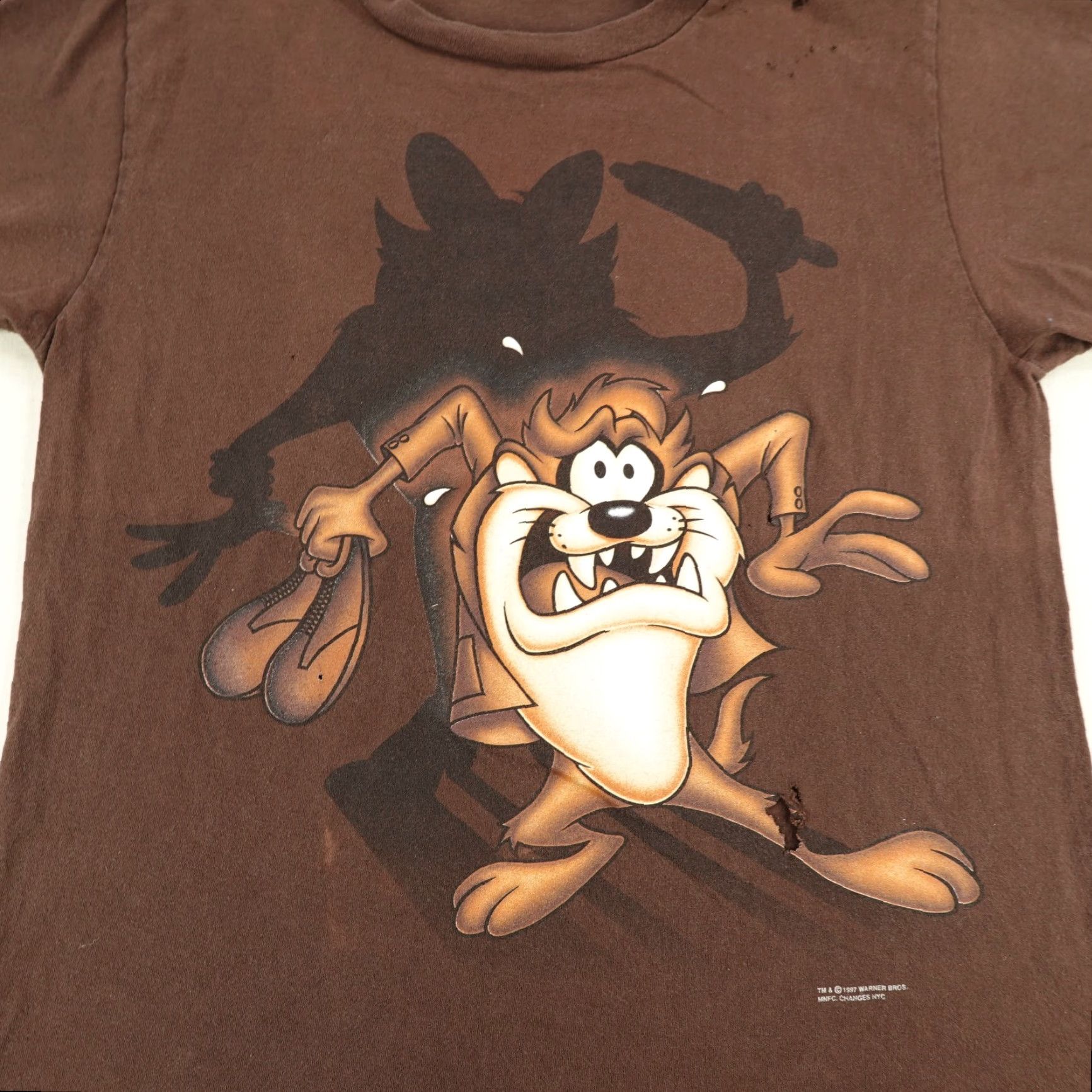 Changes VINTAGE Looney Tunes T-Shirt Men Large Cartoon 90s Tasmanian Devil Taz Changes Brown Cotton Size US L / EU 52-54 / 3 - 5 Thumbnail