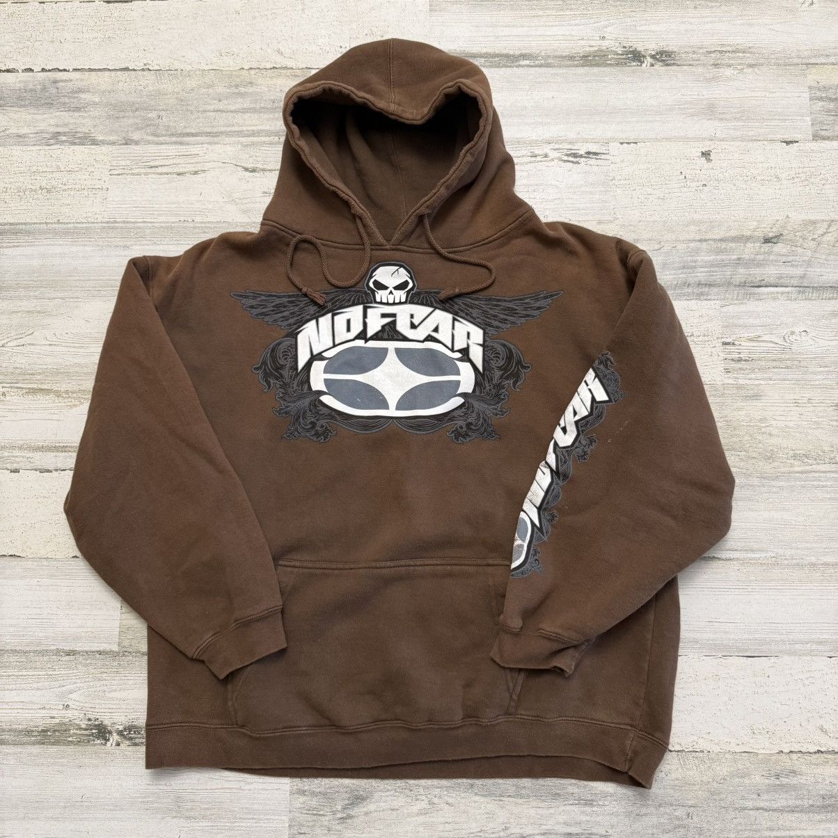No Fear Vintage Sun Faded Grunge Skull No Fear Spellout Hoodie XL Size US XXL / EU 58 / 5 - 1 Thumbnail
