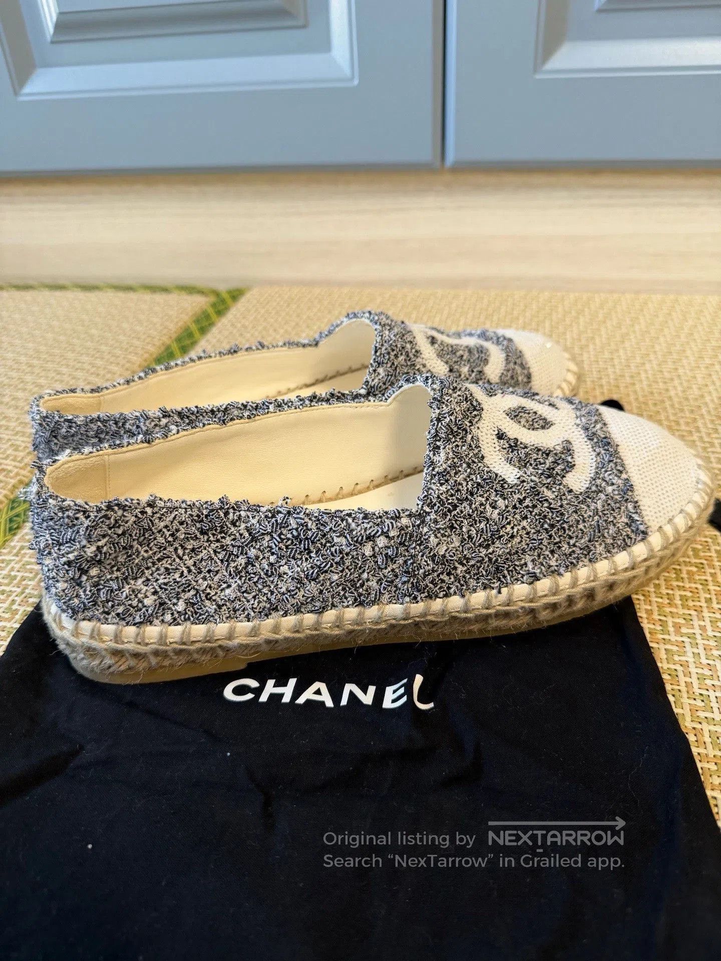 Chanel CHANEL Gray White Sequin Espadrilles. Size US 8 / IT 38 - 2 Thumbnail