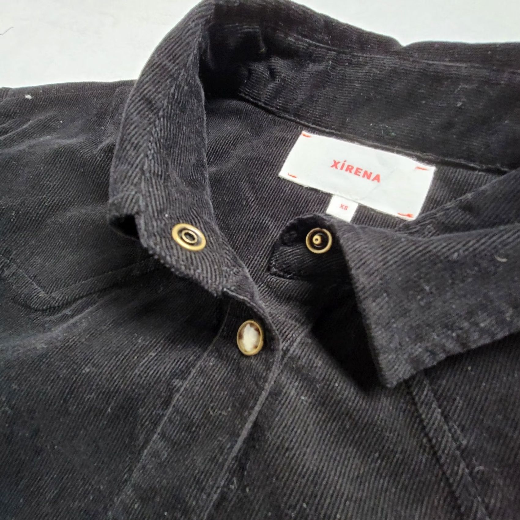 Xirena Xirena Women's Corduroy Long Sleeve Collared Casual Button Up Shirt Black XS Size XS / US 0-2 / IT 36-38 - 5 Thumbnail