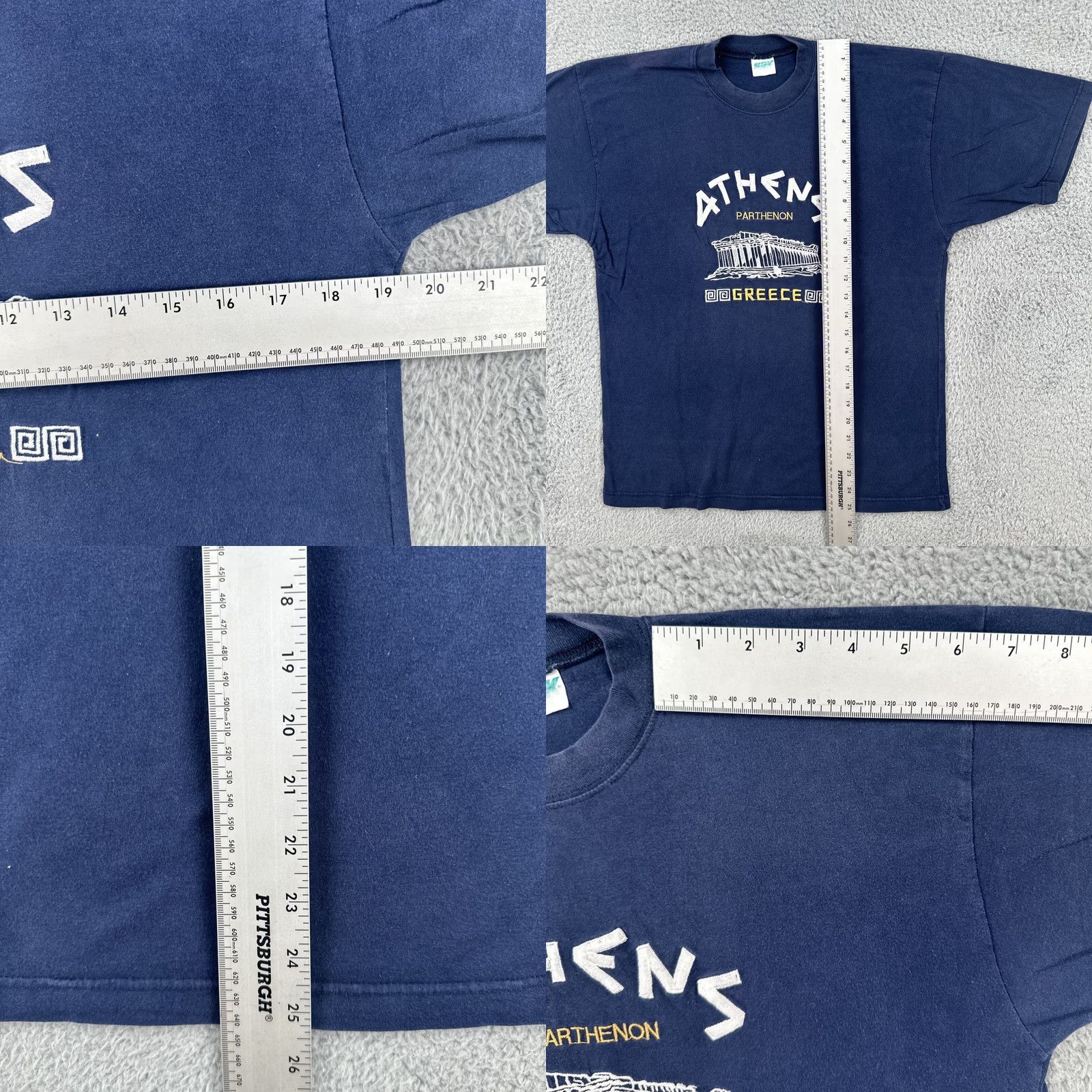 J Brand VINTAGE SAK T Shirt Athens Parthenon Greece Embroidered Blue M Mens Size US M / EU 48-50 / 2 - 8 Thumbnail