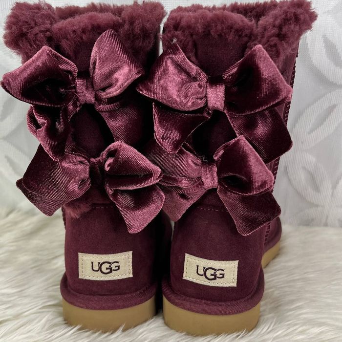 Ugg Ugg Bailey Bow Velvet Ribbon Burgundy Boots Grailed