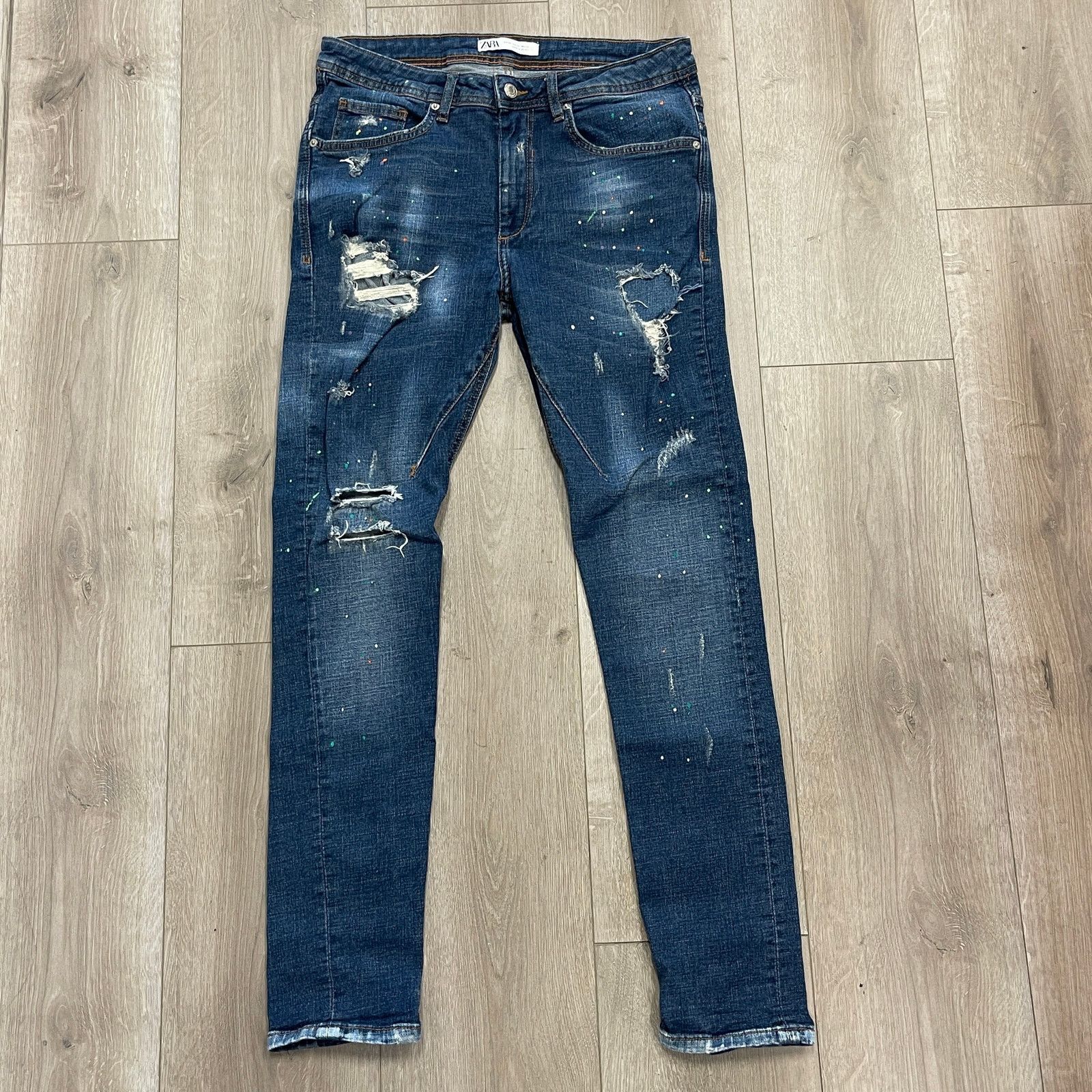 Zara Zara men's slim-fit distressed blue denim jeans size 31 Size US 31 - 1 Thumbnail