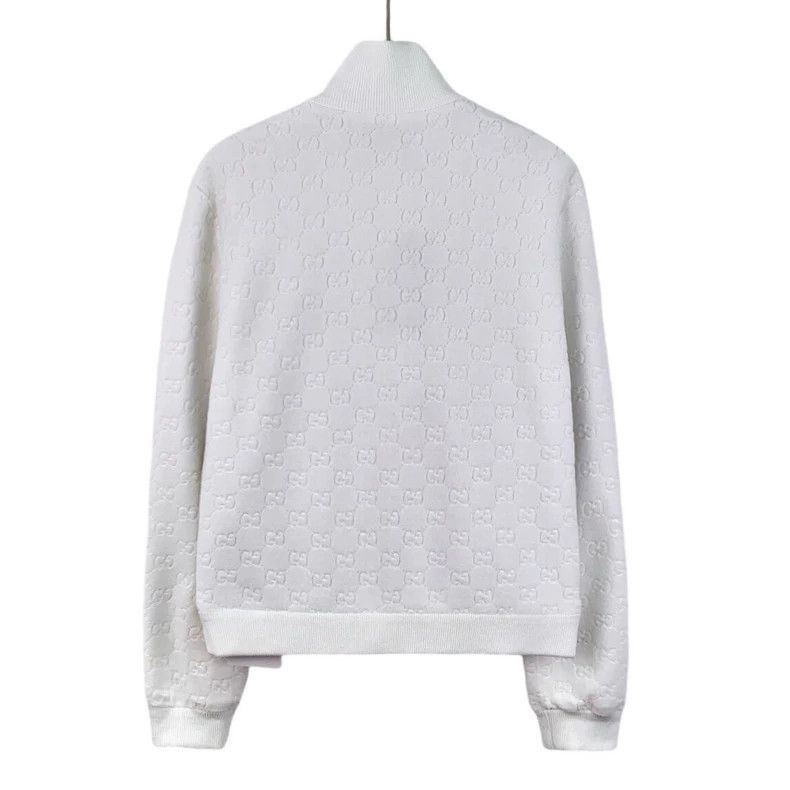 Gucci Gucci White logo jacquard full print cotton stand-up colla Size US M / EU 48-50 / 2 - 2 Thumbnail