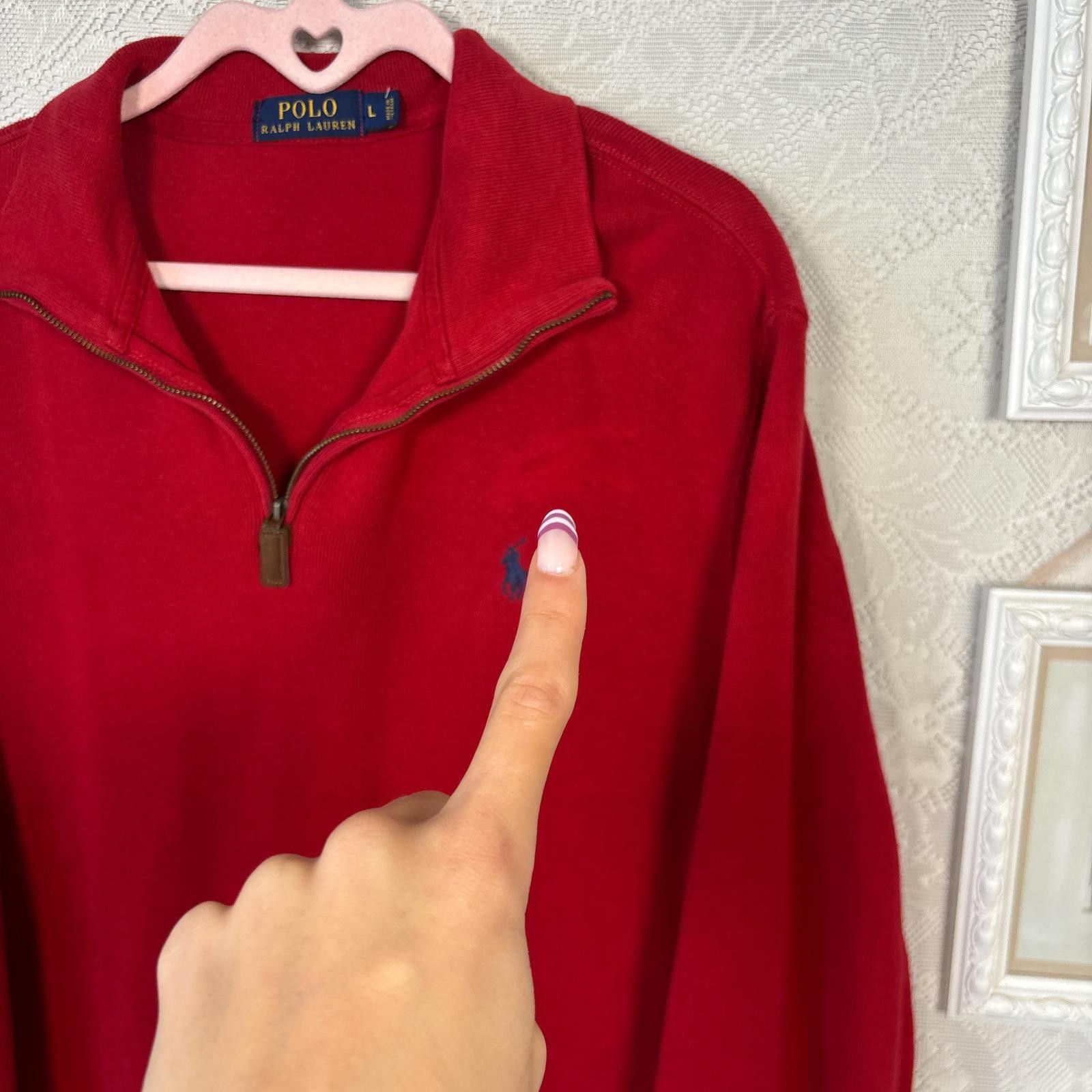 Polo Ralph Lauren vintage red quarter zip polo sweater Size US L / EU 52-54 / 3 - 4 Thumbnail