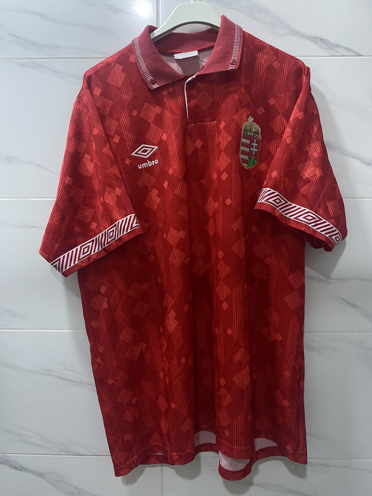 image of Soccer Jersey x Umbro Hungary 1990/91 Jersey Matchworn in Red, Men's (Size Large)