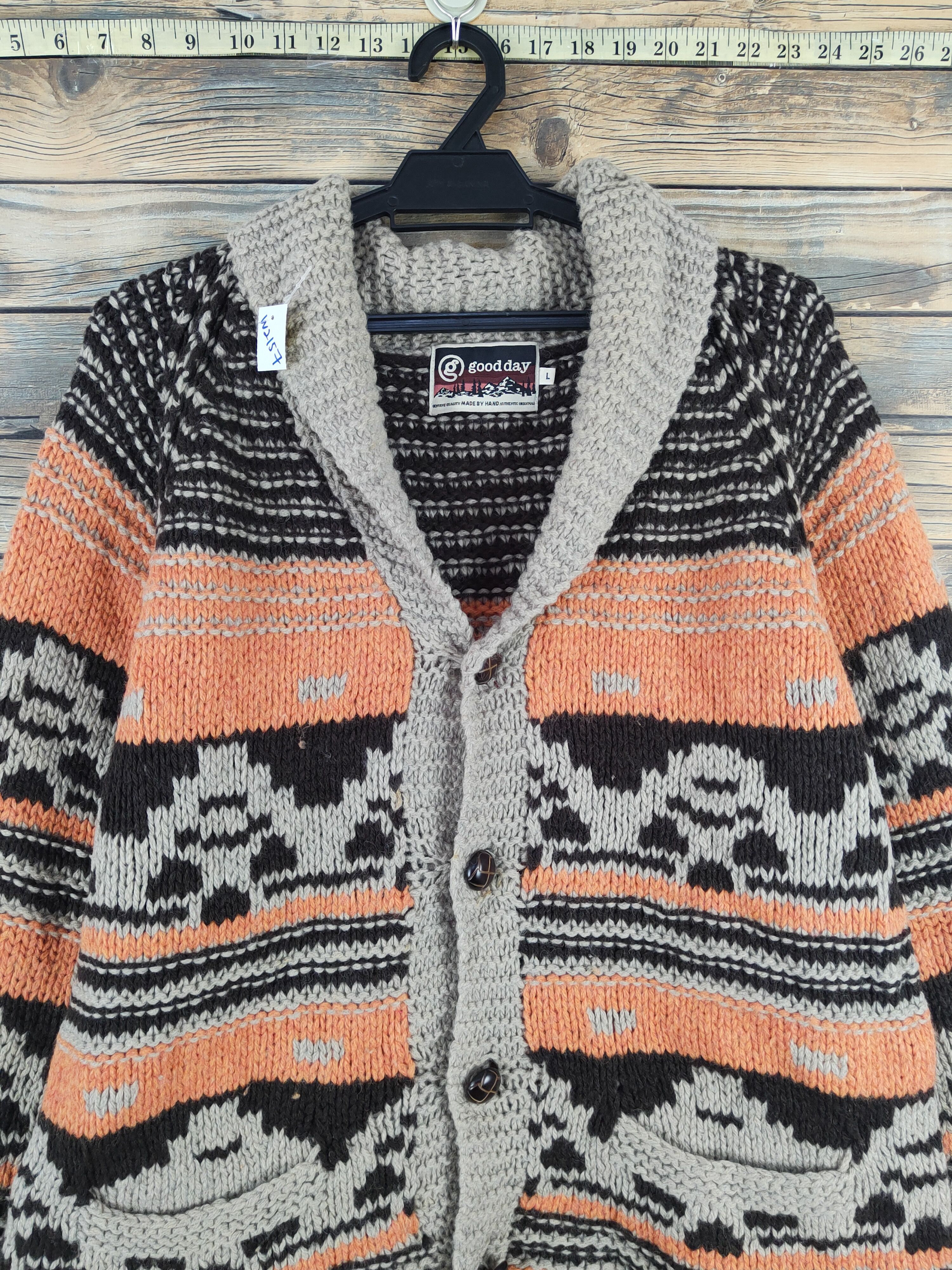 Handmade Good day Brown Orange handmade Knitwear Sweaters #W2157 Size US L / EU 52-54 / 3 - 2 Thumbnail