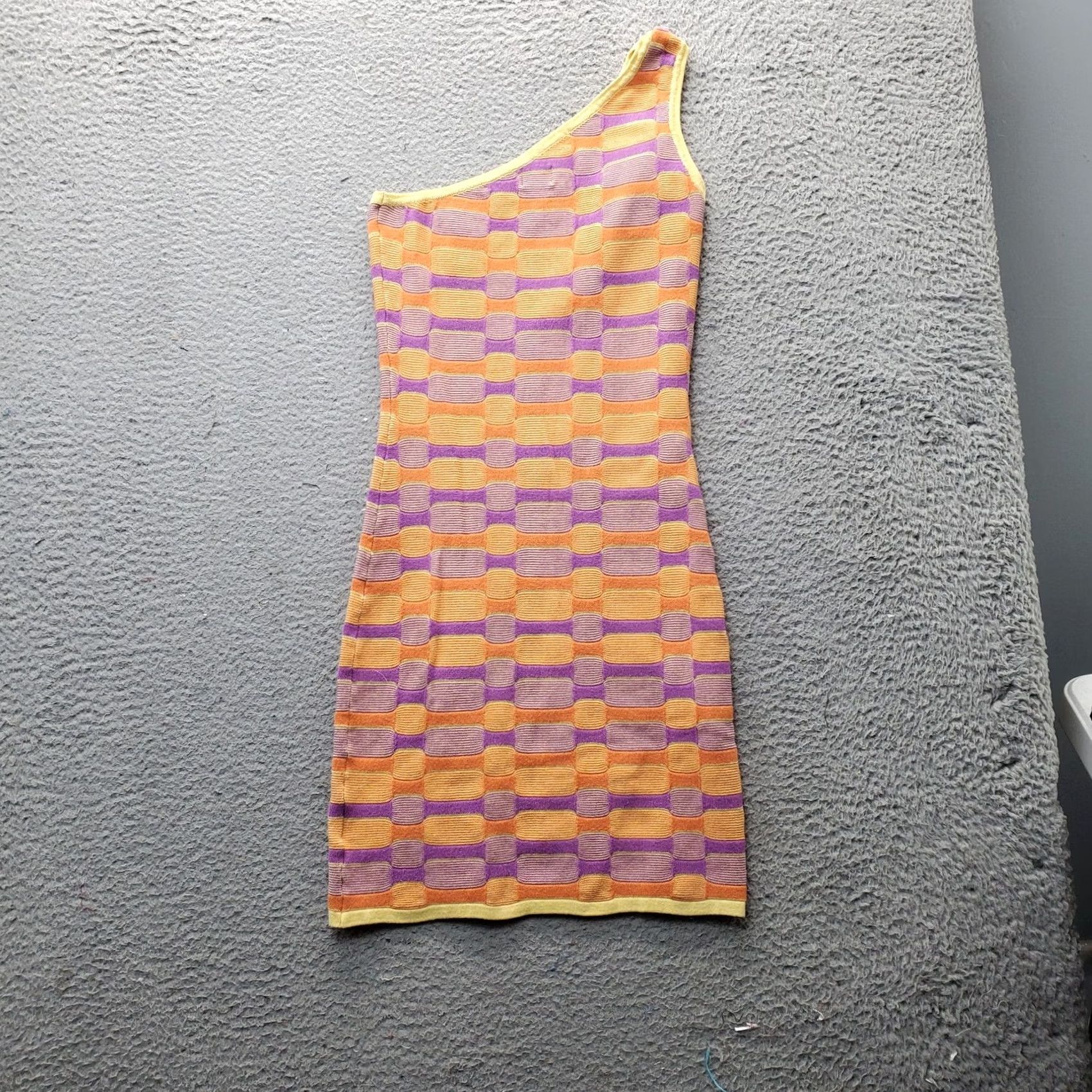 Cotton On Cotton On Mini Dress Womens XS Multicolor Geometric Knitted One Shoulder Sleeveless Size XS / US 0-2 / IT 36-38 - 2 Thumbnail
