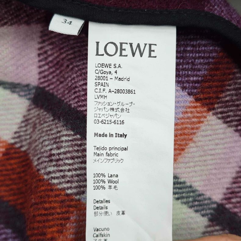 Loewe LOEWE Classic purple checkered leather logo woolen coat Size M / US 6-8 / IT 42-44 - 6 Thumbnail