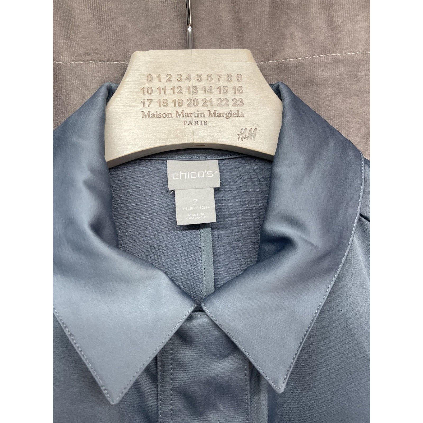 Other Chico's Blue Satin Utility Jacket Size 2 (12/14) Women's Ful Size ONE SIZE - 4 Thumbnail