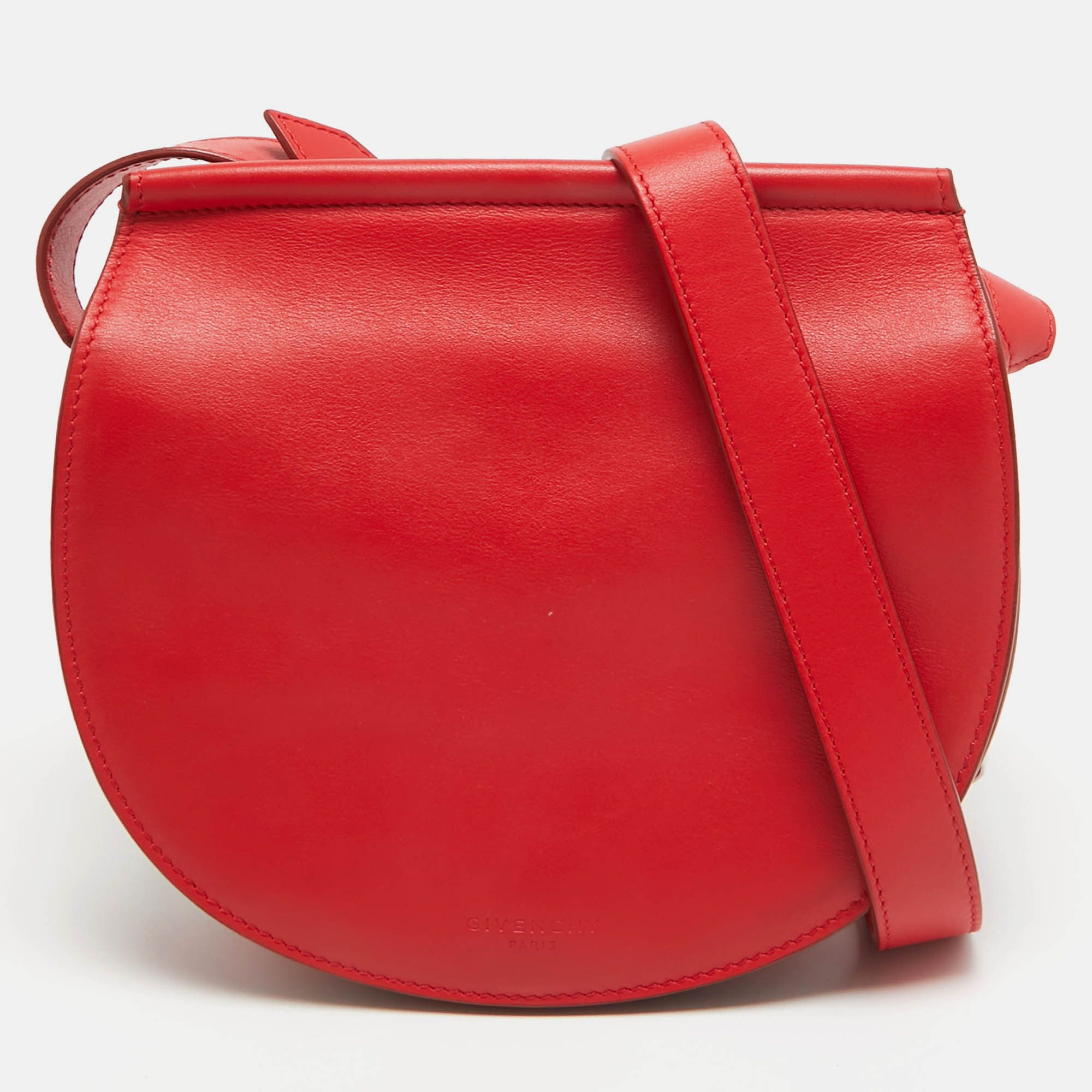 image of Givenchy Red Leather Mini Infinity Crossbody Bag, Women's