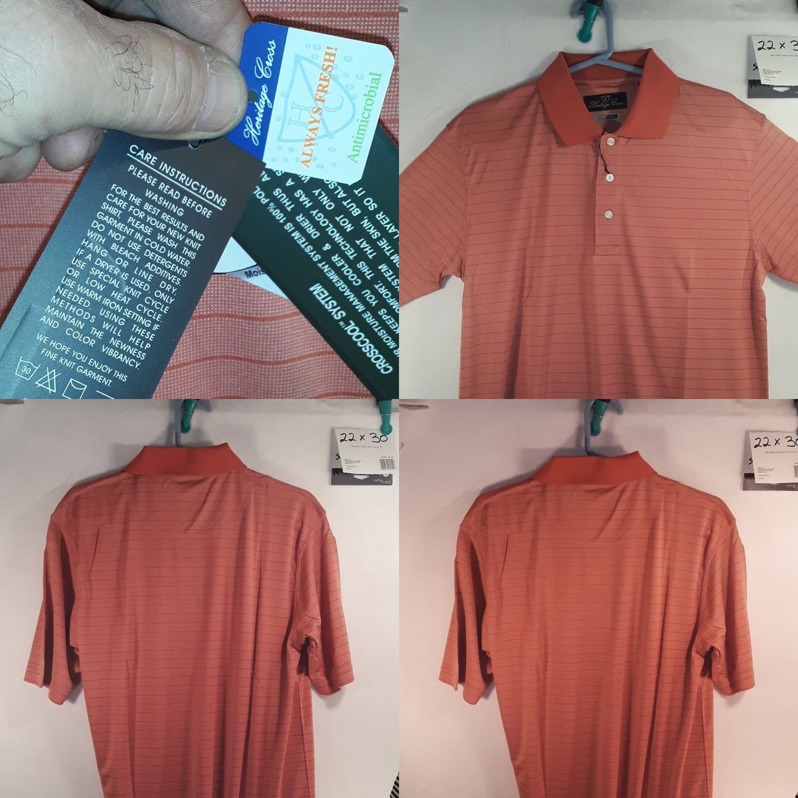 Vintage NEW MENS PUMPKIN GOLF SHIRT CROSS IVORY PINSTRIPES SM.PUMPKIN Heritage 22x30 Polo Short Sleeve 30 in 100% Polyester Mens Regular Size S #e2 Size US S / EU 44-46 / 1 - 8 Thumbnail