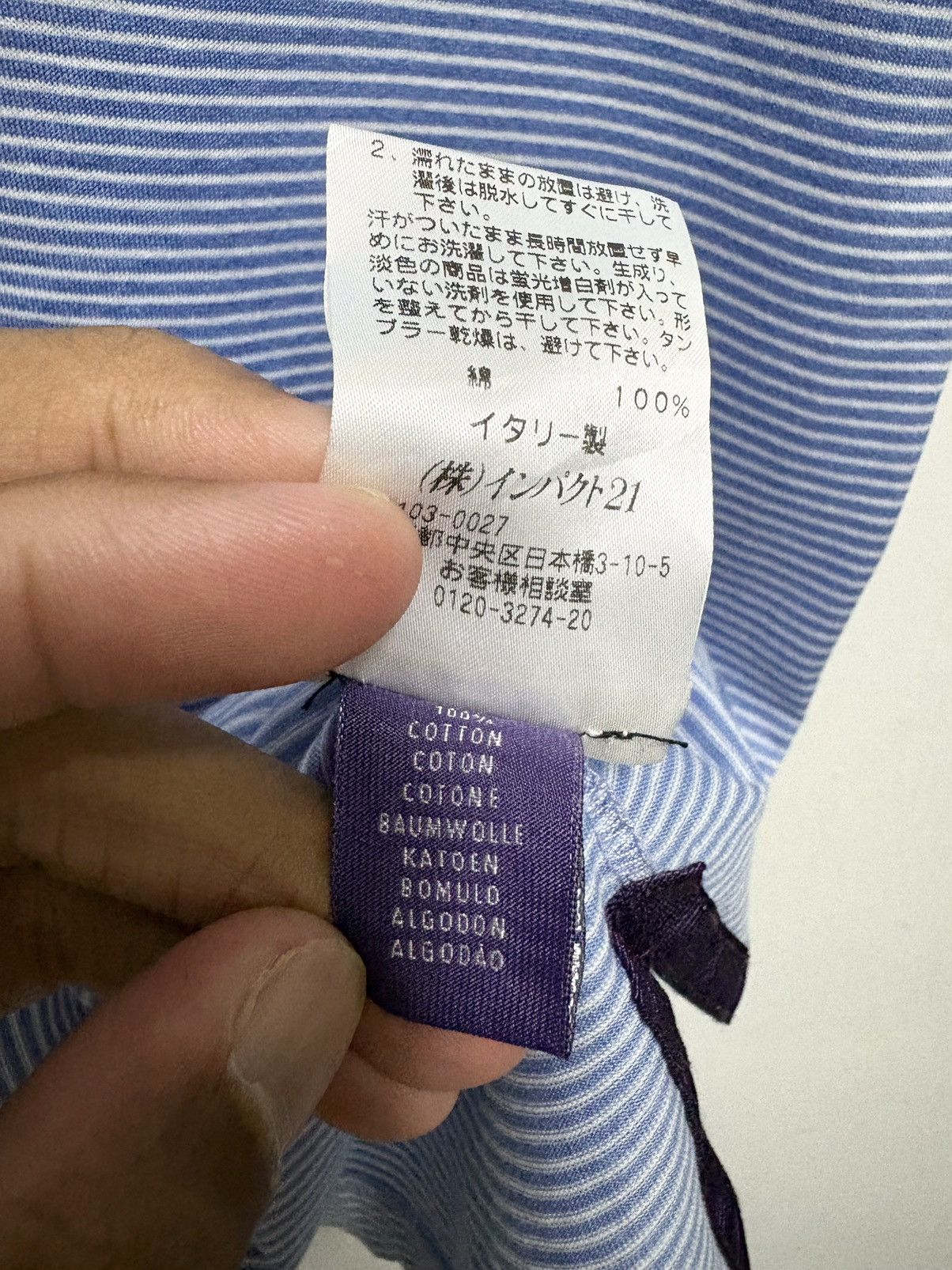 Ralph Lauren Purple Label Ralph Lauren Purple Label Stripe Soft Blue Polo Shirt Size US M / EU 48-50 / 2 - 11 Thumbnail