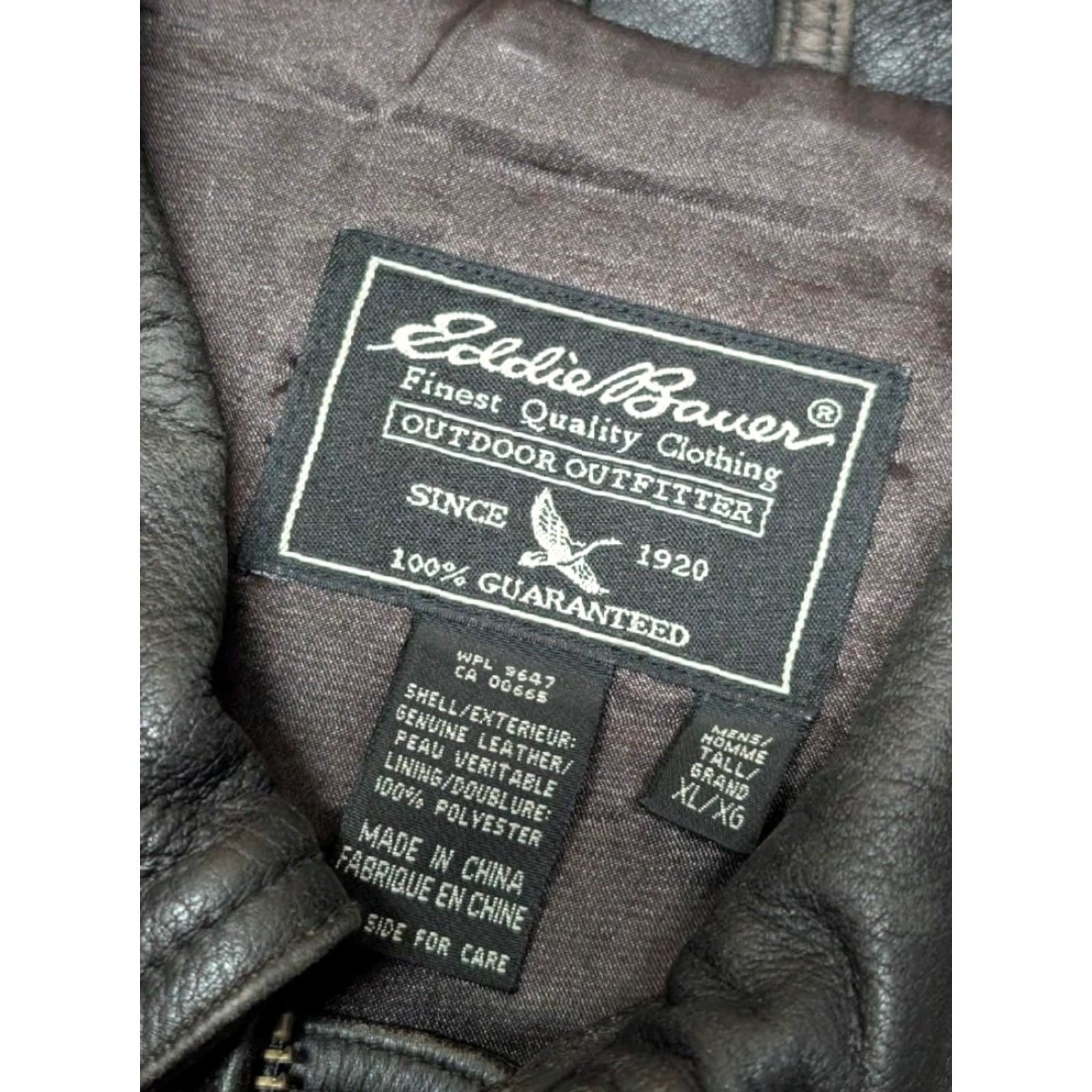 Eddie Bauer VINTAGE Eddie Bauer leather jacket XLT dark brown PATINA motorcycle 48 TALL Mens Leather Jacket 48 in brown XLT tall Size US XL / EU 56 / 4 - 5 Thumbnail