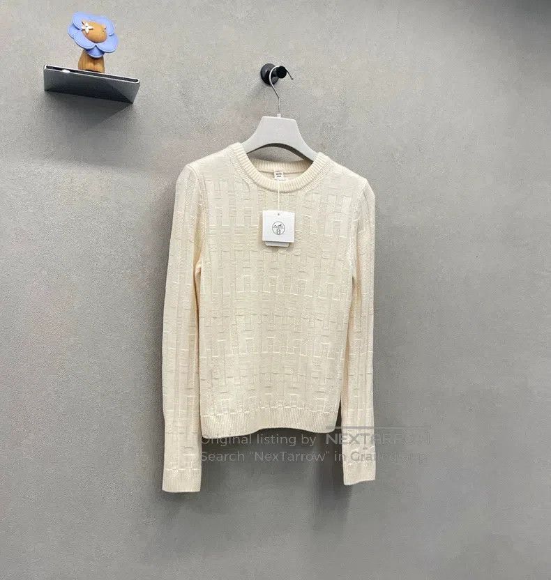 Hermes Hermes White 100% pure wool sweater Size XS / US 0-2 / IT 36-38 - 3 Thumbnail