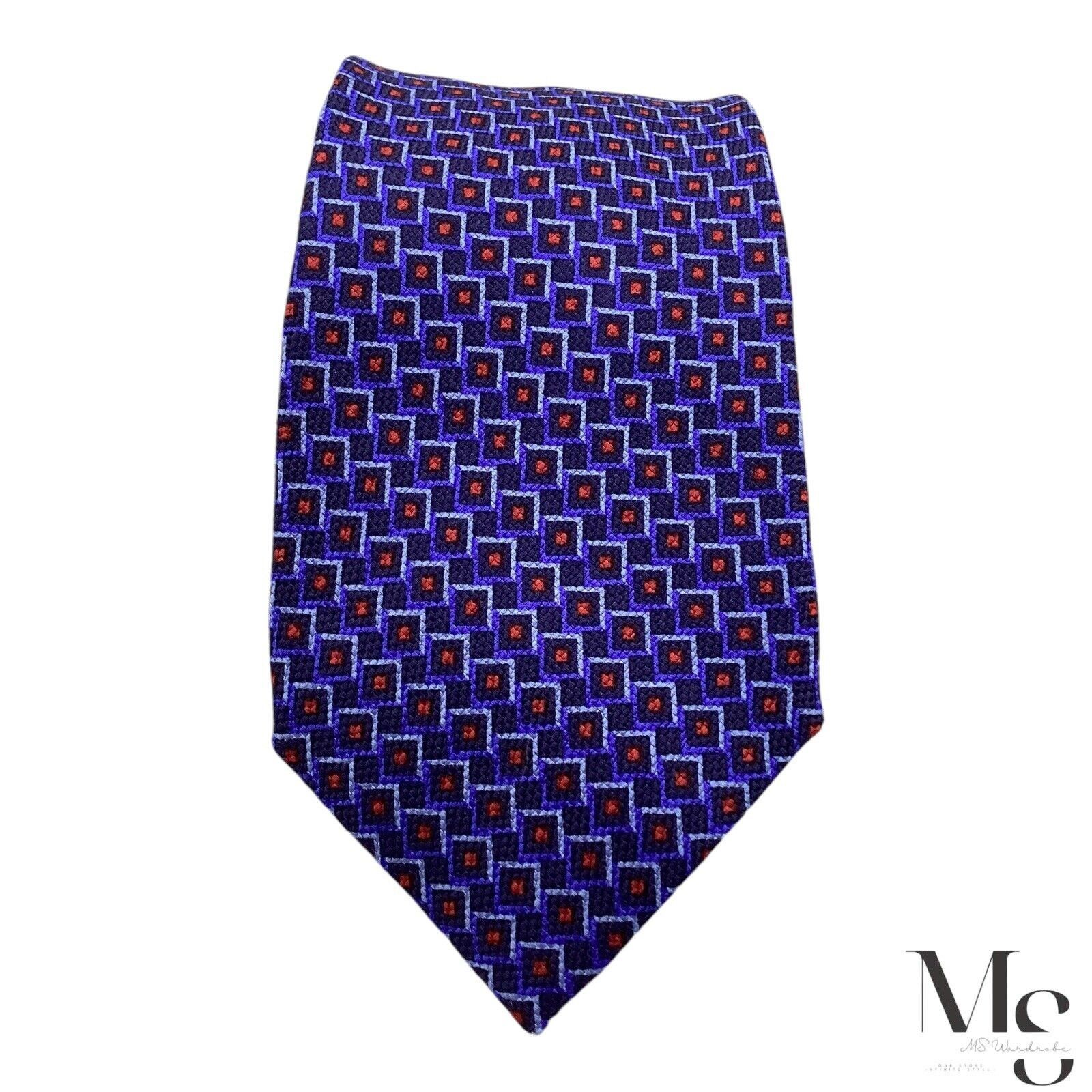 Ermenegildo Zegna Ermenegildo Zegna Blue Geometric Silk Tie Made In Italy W: 3 Size ONE SIZE - 3 Thumbnail