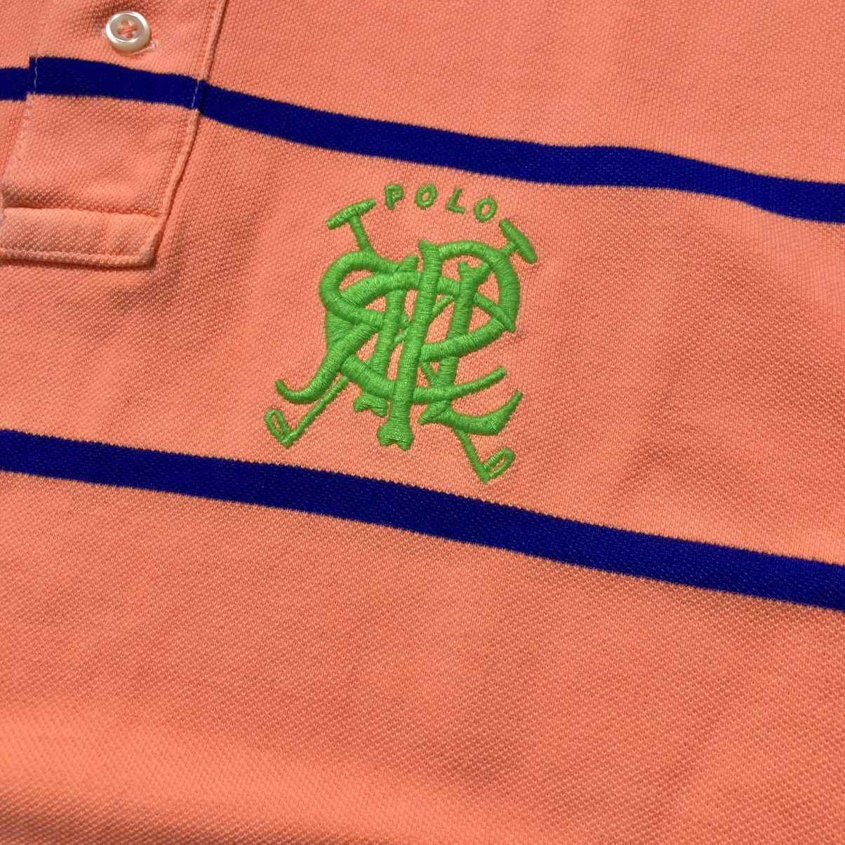 Polo Ralph Lauren Vintage Polo Ralph Lauren Big Patch Logo Striped Polo Tee Size US L / EU 52-54 / 3 - 5 Thumbnail