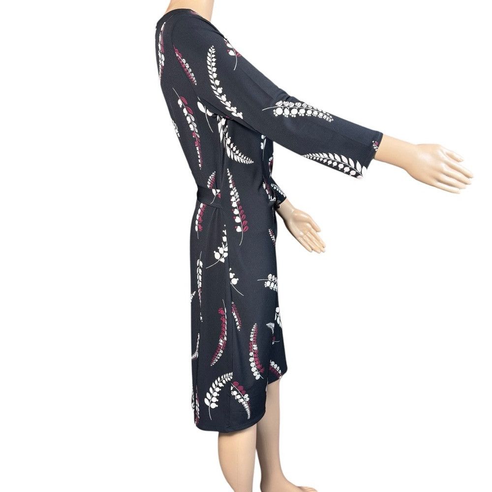 Ann Taylor Ann Taylor Black Floral Print 3/4 Sleeve Side Tie Dress Siz Size S / US 4 / IT 40 - 2 Thumbnail