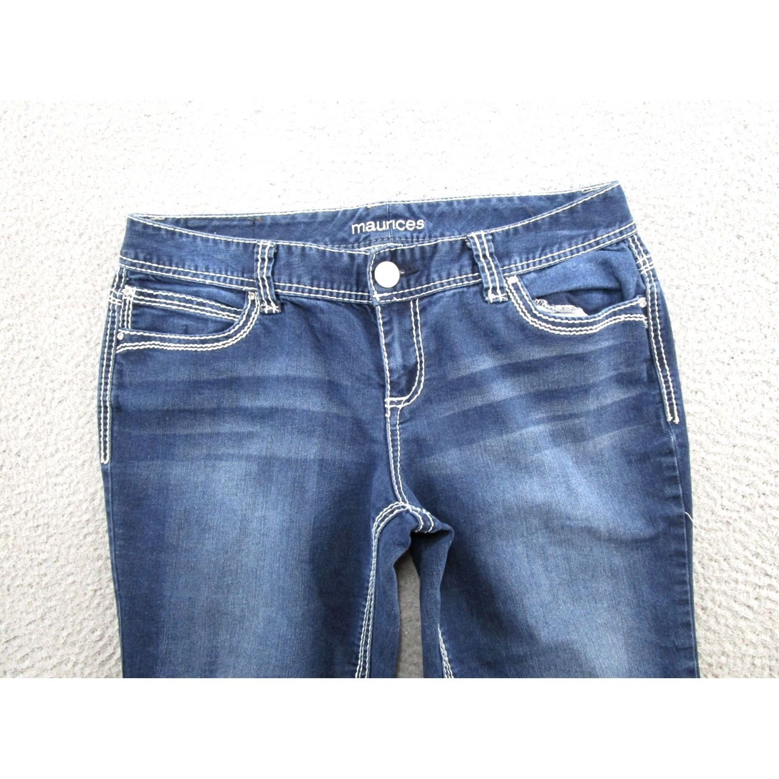 Vintage Maurices Dark Wash Stretch Denim Skinny Jeans Womens Size L Short Low Rise Blue 5-Pocket Design Skinny Jeans Women’s Maurices Shirts Hats Etc? Size 36" / US 14 / IT 50 - 3 Thumbnail