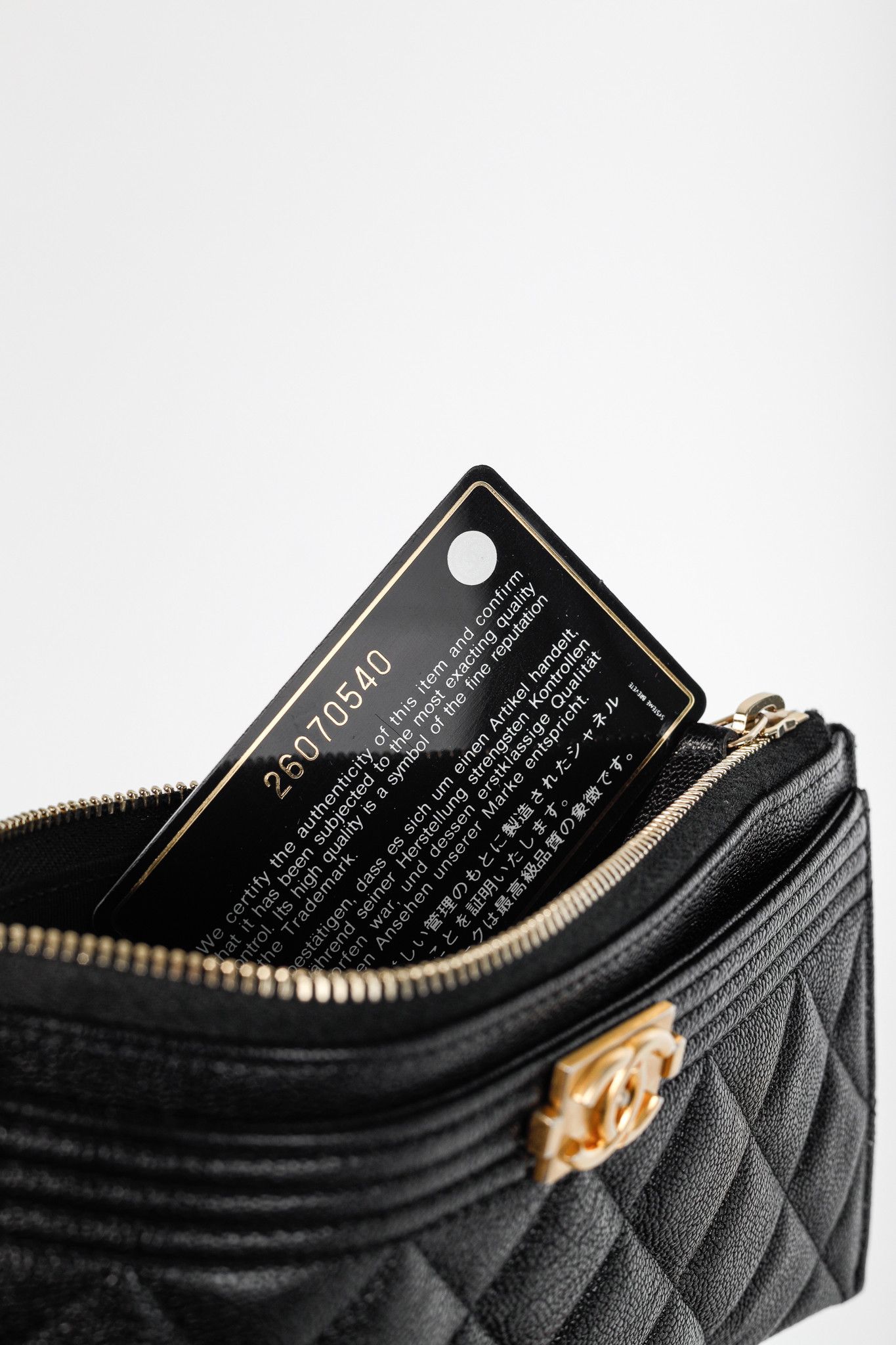 Chanel Chanel Black Caviar Leather Quilted Boy Zip Pouch Size ONE SIZE - 11 Thumbnail