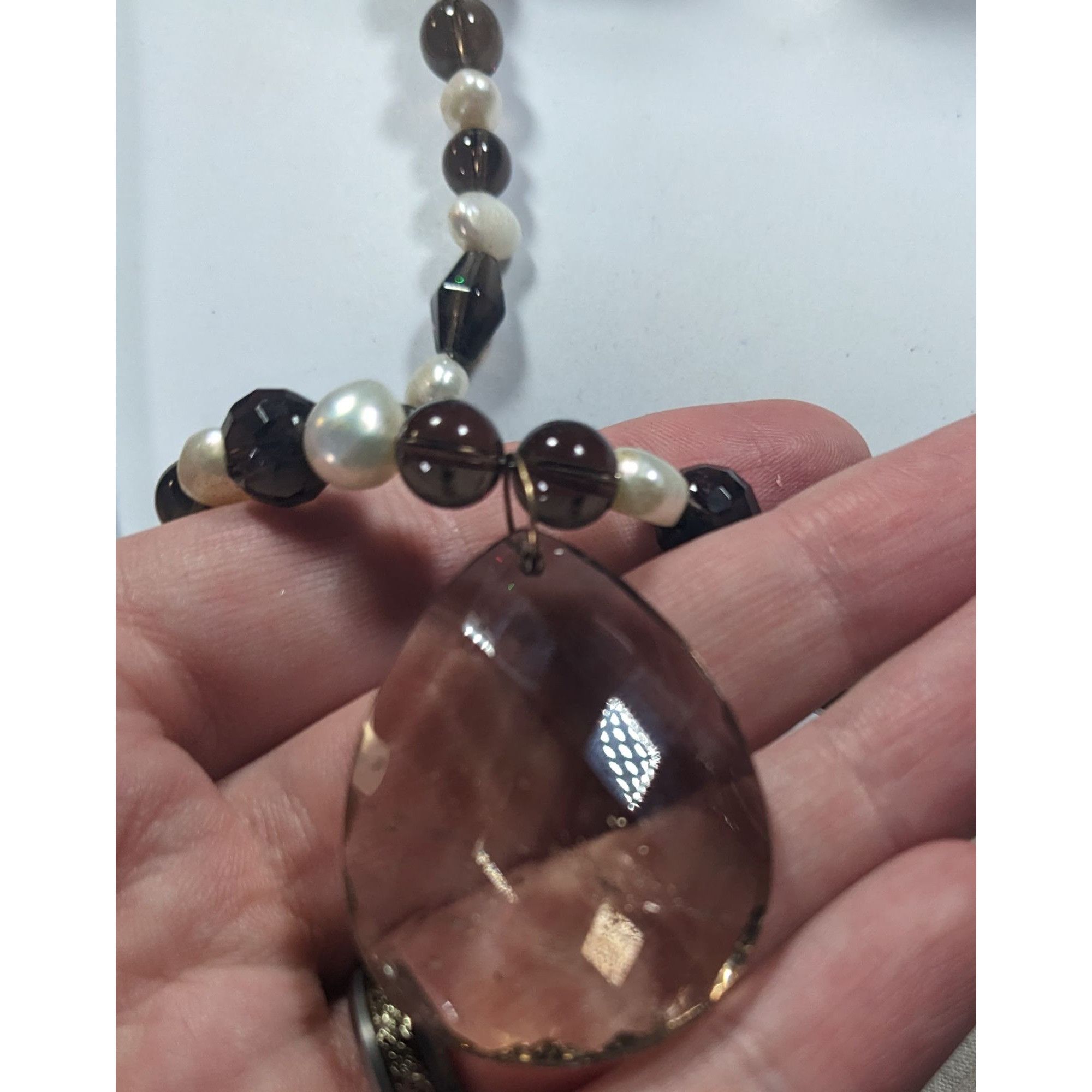 Handmade Handmade Pearl And Glass Beaded Teardrop Pendant Necklace Size ONE SIZE - 6 Thumbnail