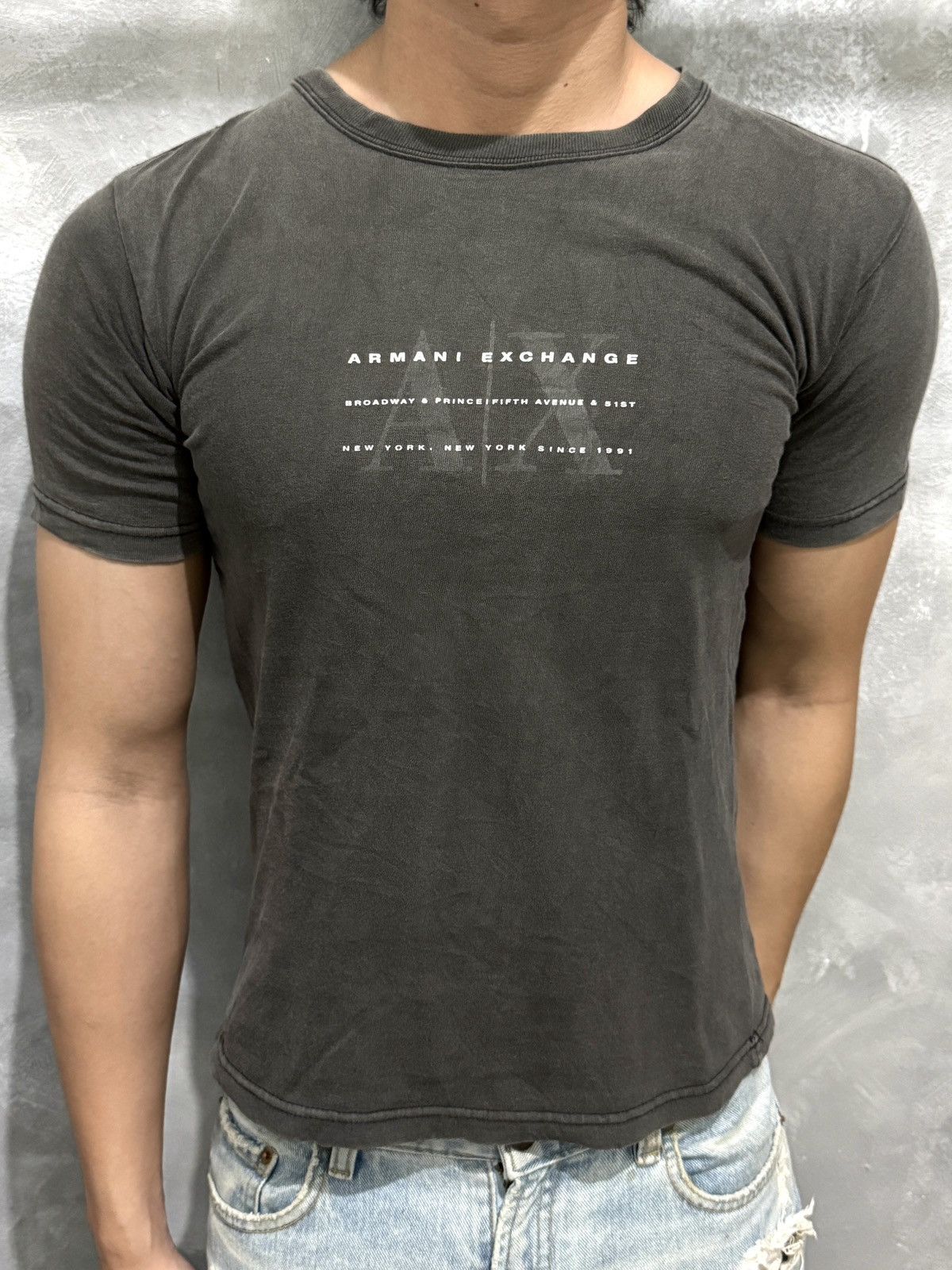 Armani Exchange Rare Vintage Faded Black Armani Exchange T Shirt Size US S / EU 44-46 / 1 - 1 Thumbnail