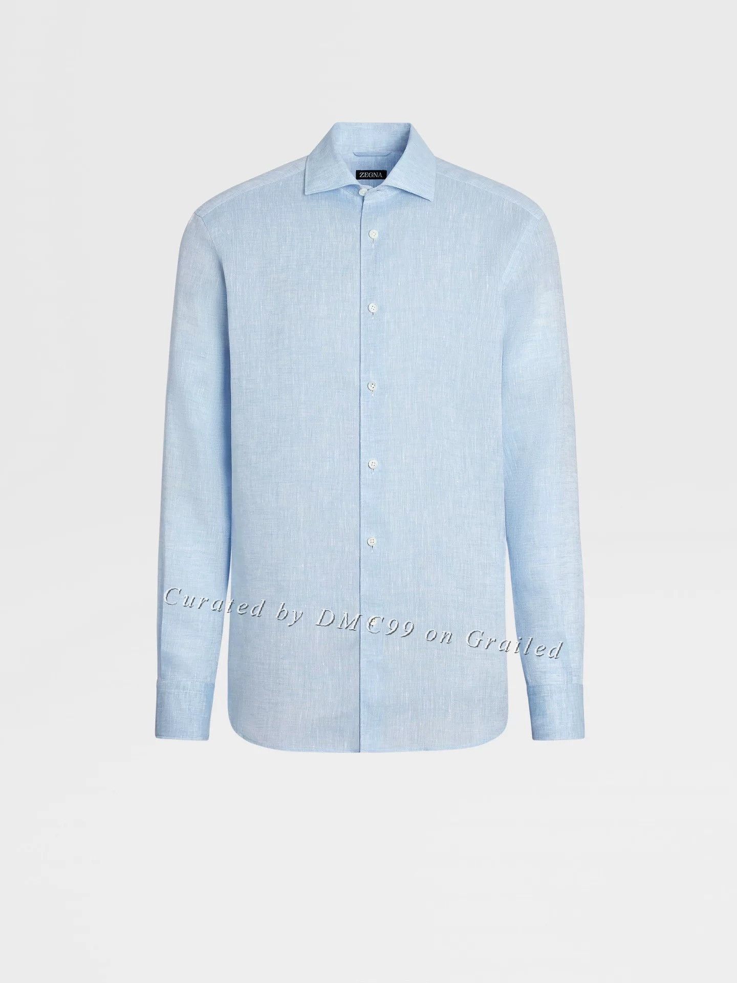 Ermenegildo Zegna ZEGNA Light Blue Linen Long-Sleeve Shirt Size US S / EU 44-46 / 1 - 7 Thumbnail