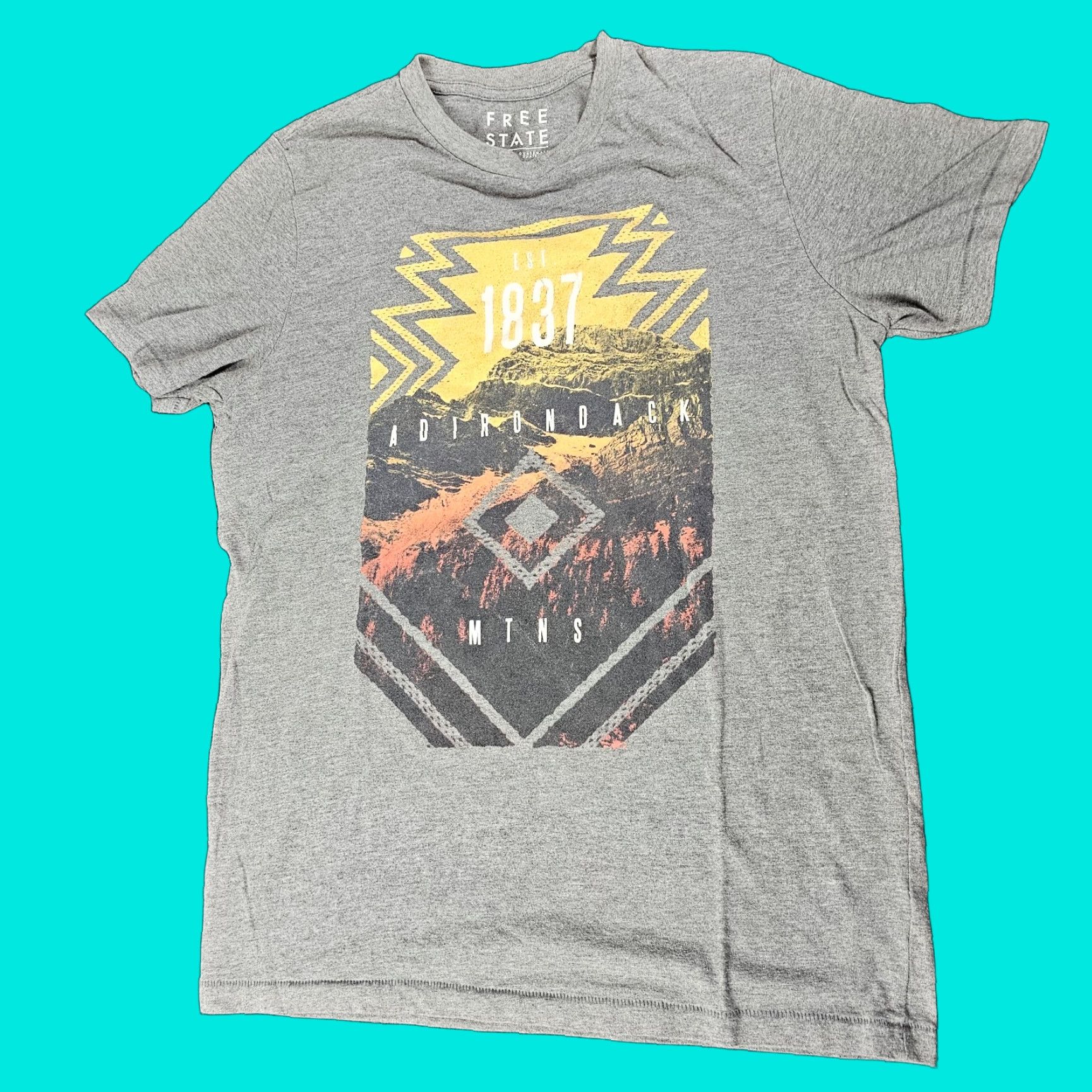 Vintage VINTAGE Free State Shirt Mens L Short Sleeve Gray T-Shirt Adirondack Mountains California Blue Size US L / EU 52-54 / 3 - 1 Thumbnail