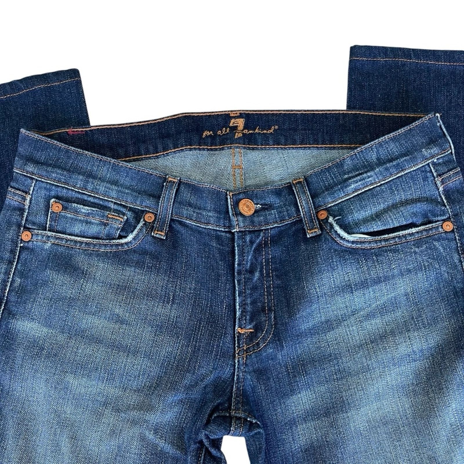 7 For All Mankind 7 For All Mankind Roxanne MidRise Slim Ankle Jean Dark Rinse Size 30" / US 8 / IT 44 - 3 Thumbnail