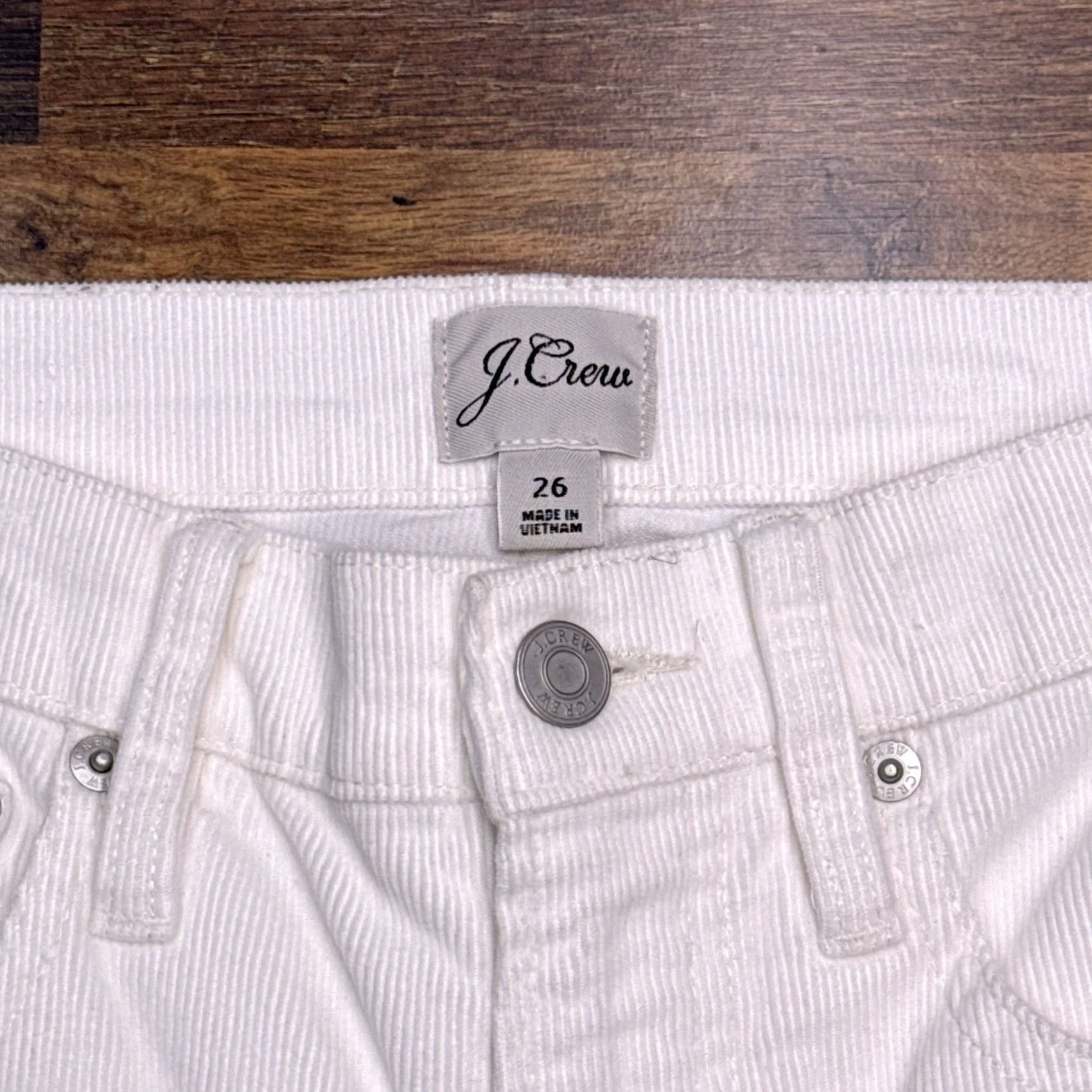 J.Crew J.CREW Pants Womens Slim Straight Corduroy 26 White Mid Rise Stretch Chino Flat Front Button Zip Size 26" / US 2 / IT 38 - 4 Thumbnail