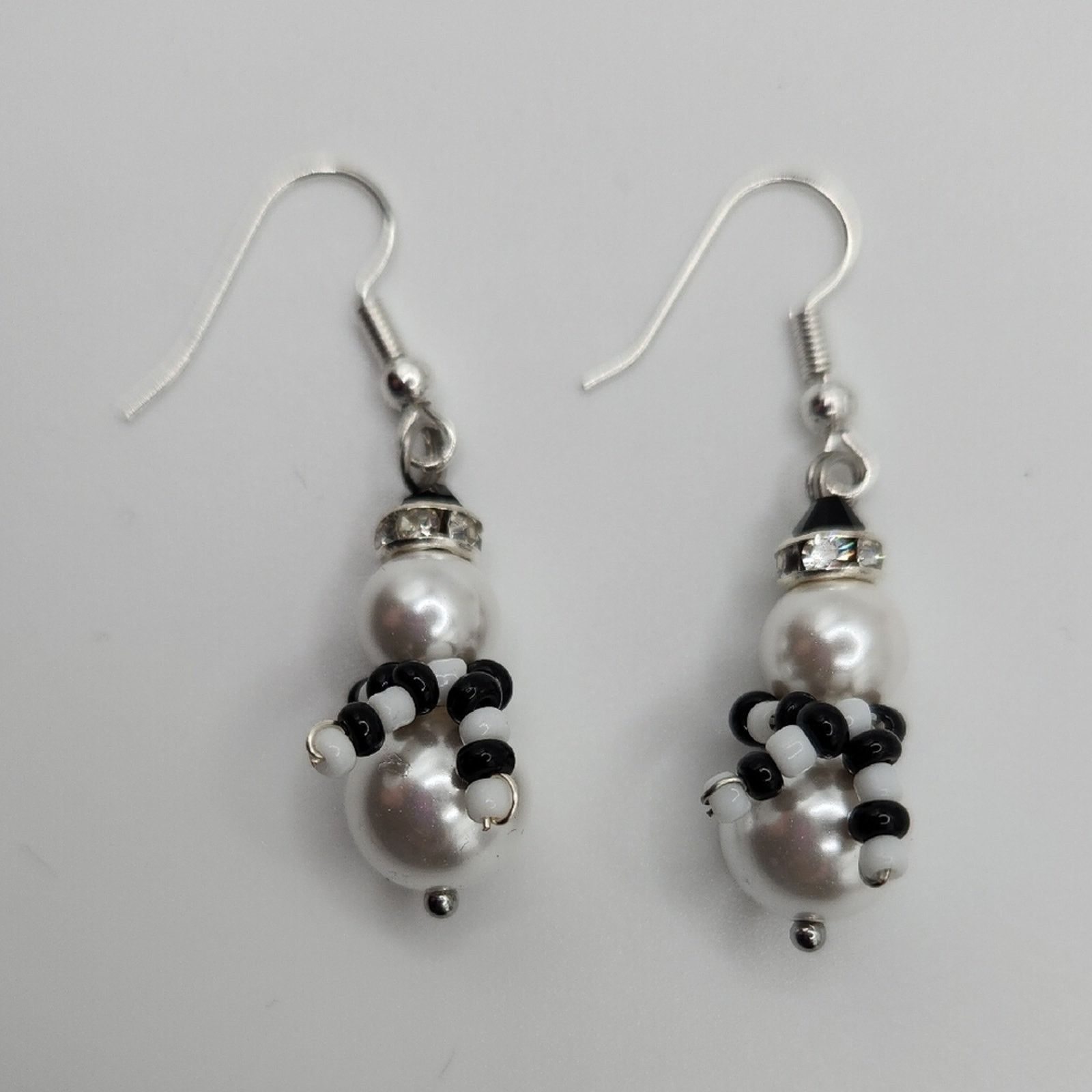 Other White and Black Beaded Snowman Earrings with Crystals Size ONE SIZE - 2 Thumbnail