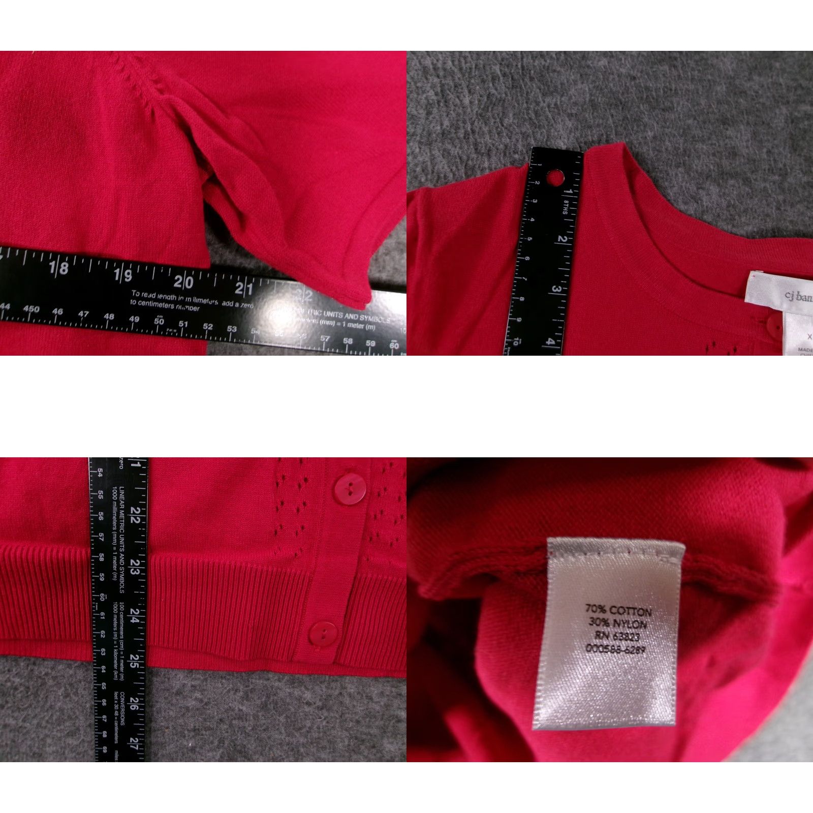 Vintage CJ Christopher Banks Blouse Shirt Woman 0X Red Button Front 3/4 Sleeve Boat Neck Plus Size Casual Business 90s Classic Preppy Womens Size XL / US 12-14 / IT 48-50 - 8 Thumbnail