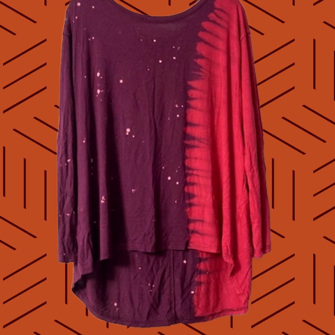 Vintage Umgee Long Sleeve Tunic Top - Purple Red Tie Dye Size M / US 6-8 / IT 42-44 - 1 Thumbnail