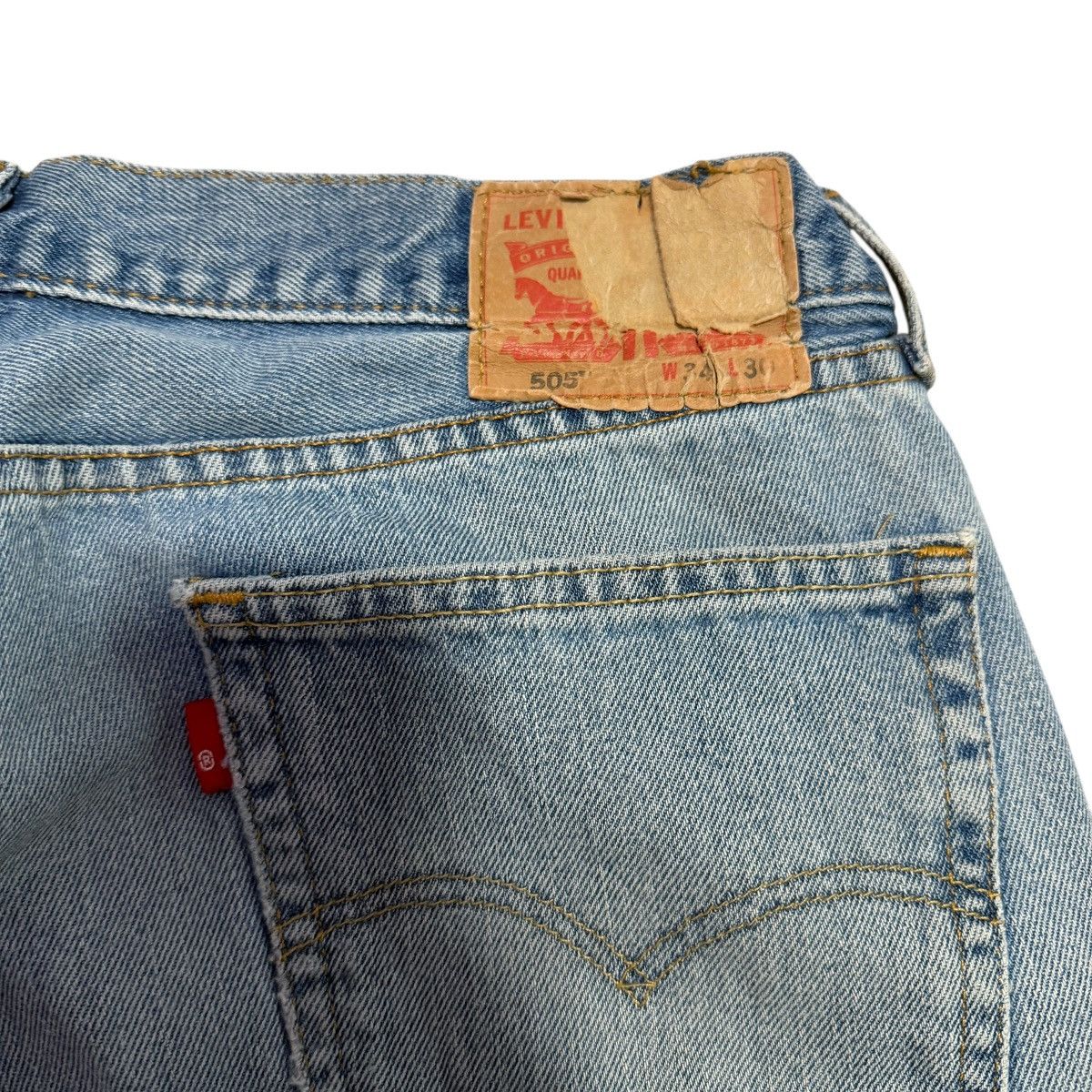 Levi's Levi’s 505 Regular Fit Jeans Light Wash Distressed Y2K 34x30 Size US 34 / EU 50 - 4 Thumbnail