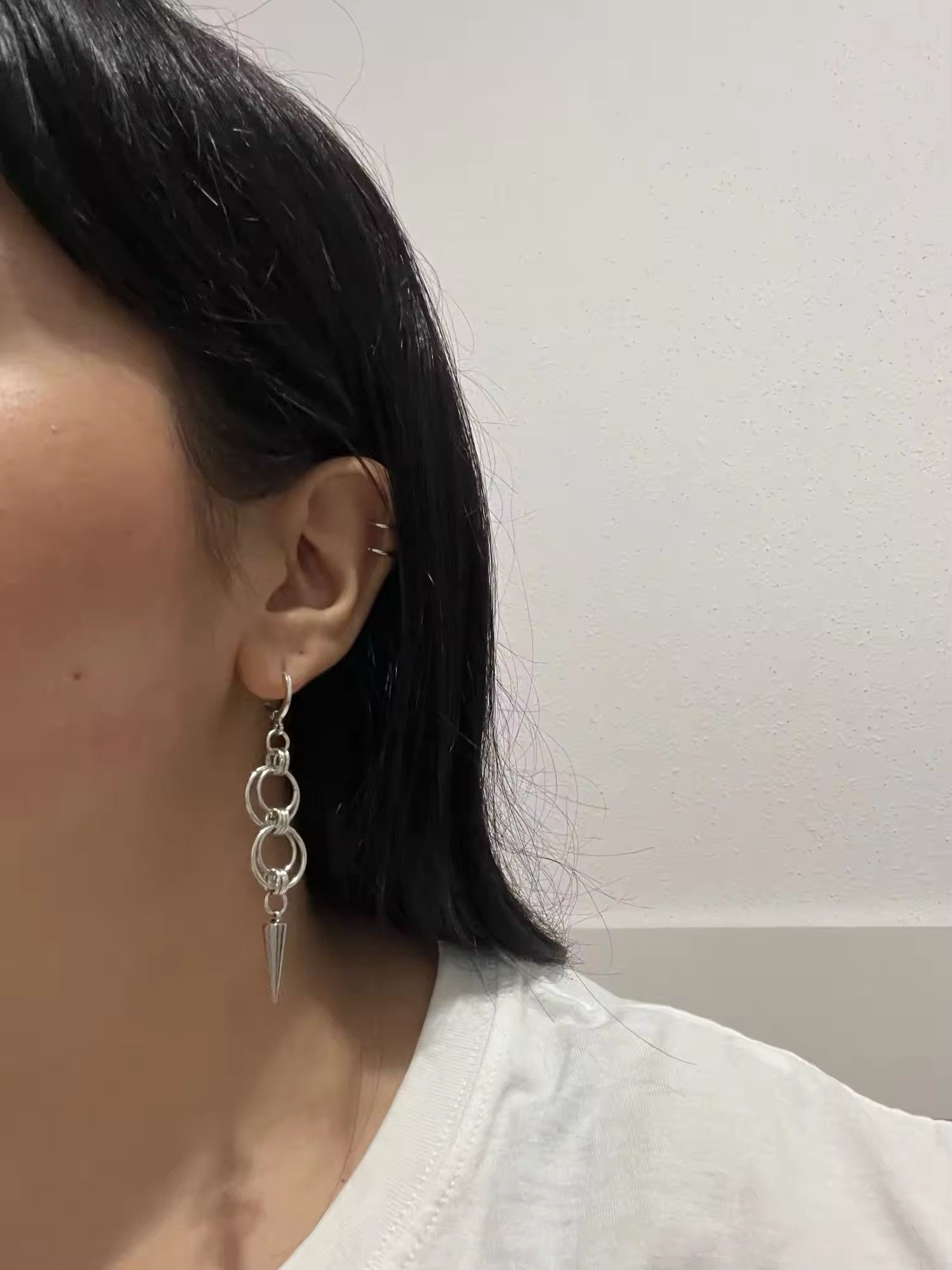 Japanese Brand × Vintage Stitching Hoop Rivet Drop Earring (pair) Size ONE SIZE - 5 Thumbnail
