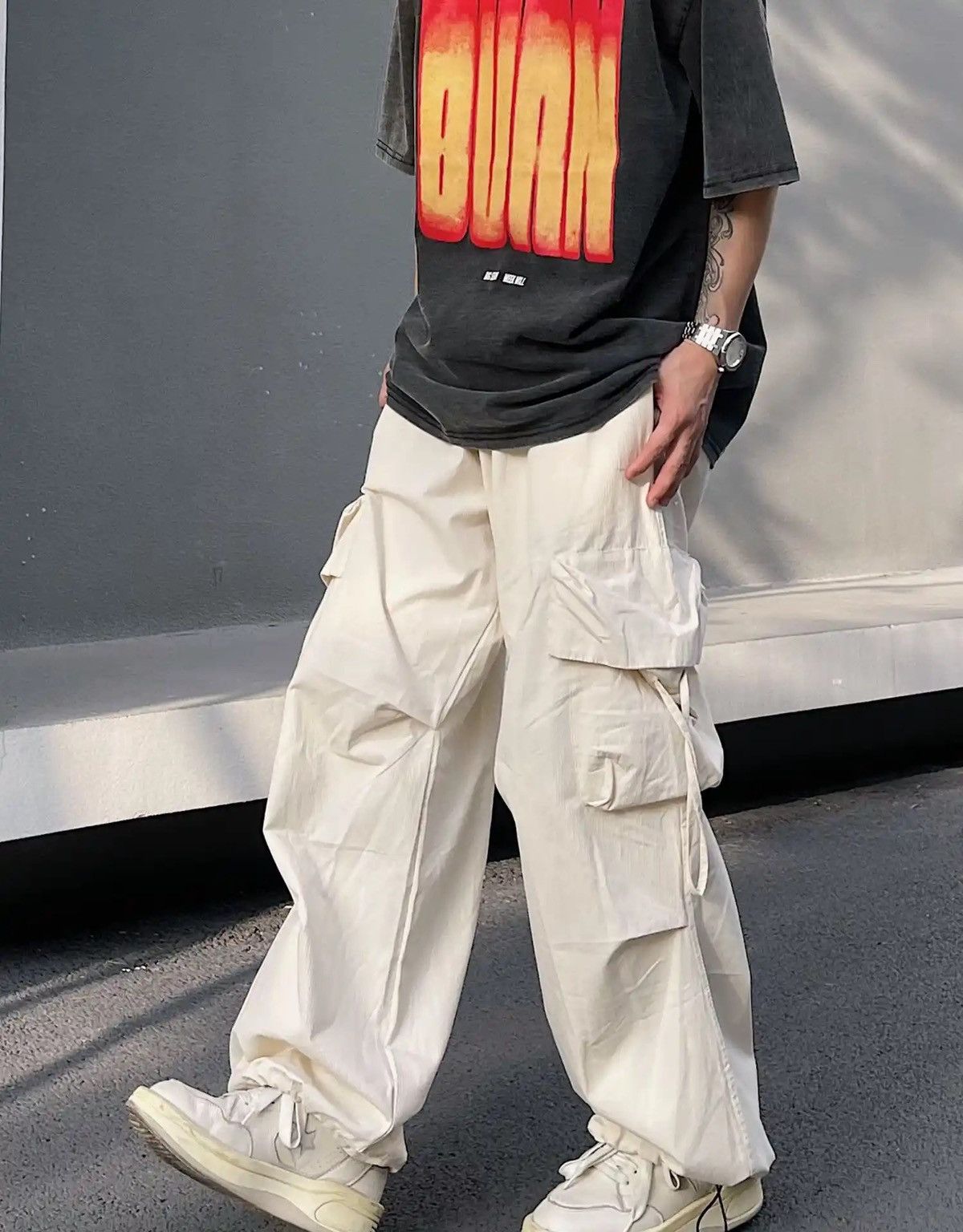 Japanese Brand × Vintage Vintage Wide Leg Pants Loose Ice Silk Cargo Pants Size US 28 / EU 44 - 4 Thumbnail