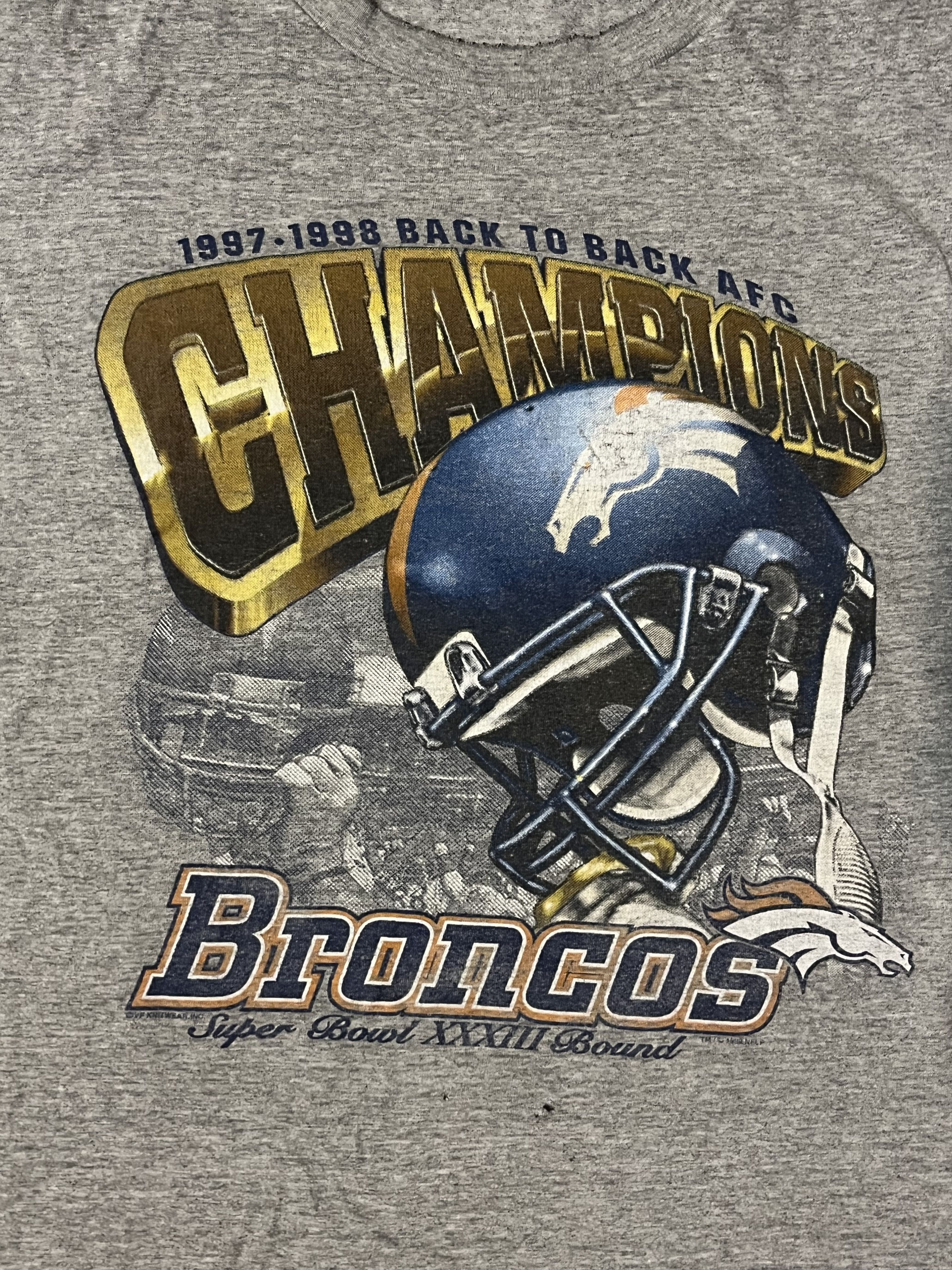 NFL × Vintage 1997-98 Nutmeg Denver Broncos Back To Back AFC Champions Size US XL / EU 56 / 4 - 7 Thumbnail
