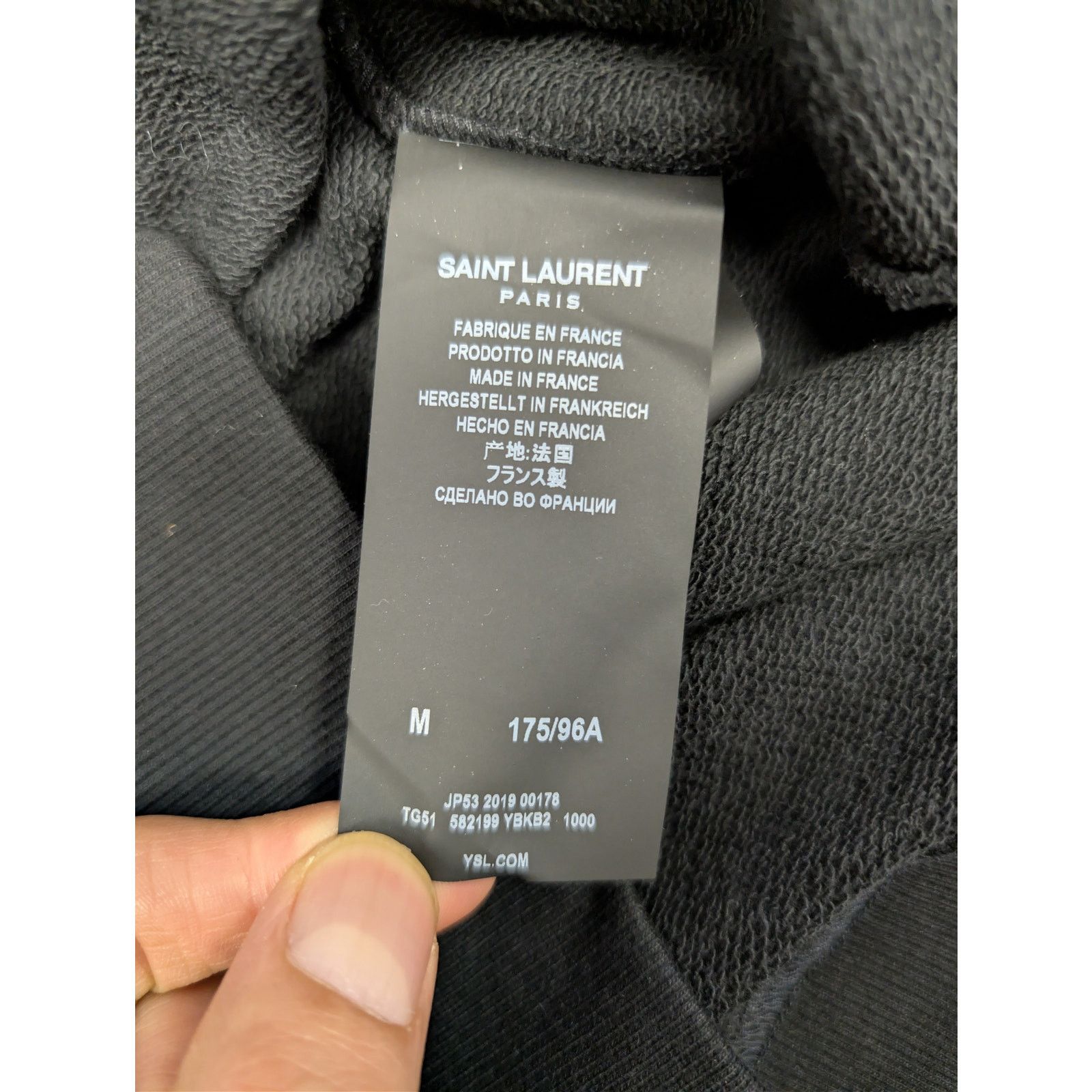 Saint Laurent Paris o1rshd1 CC20 cotton crewneck sweatshirt with lamb leather Size US M / EU 48-50 / 2 - 16 Thumbnail
