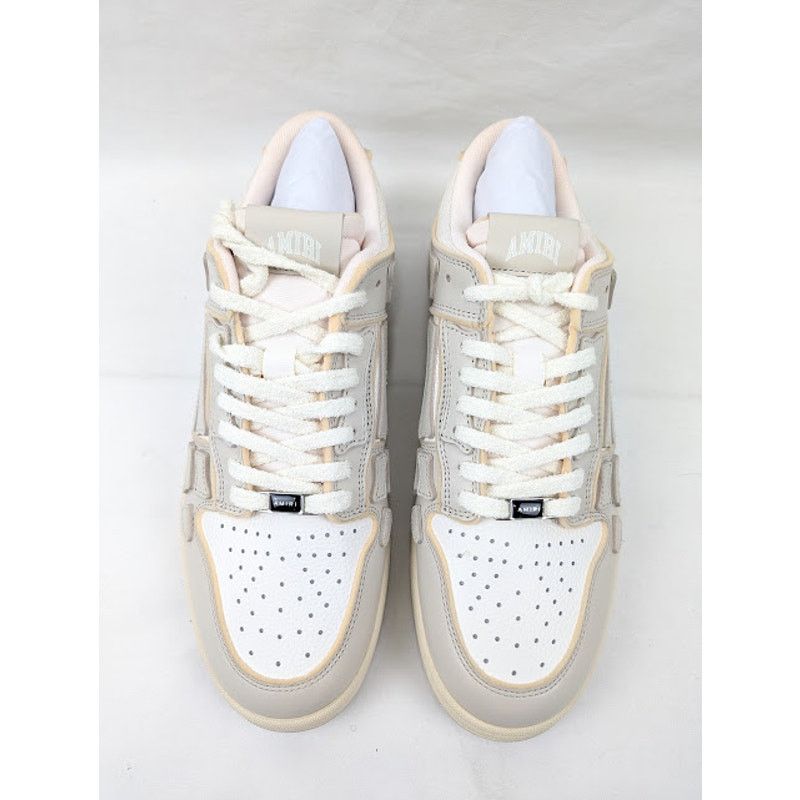 Amiri o1rshd1 Collegiate Skelton Low-Top Sneakers in Birch White Size US 12 / EU 45 - 15 Thumbnail
