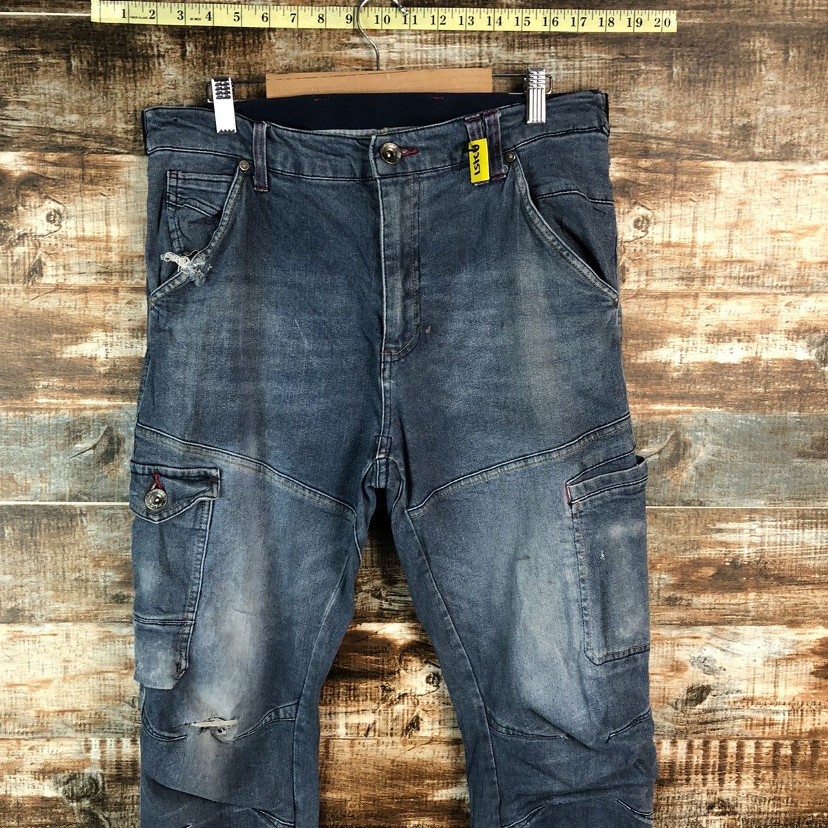 Japanese Brand Field Core Blue Distressed ripped Denim Pants #A2151 Size US 34 / EU 50 - 4 Thumbnail