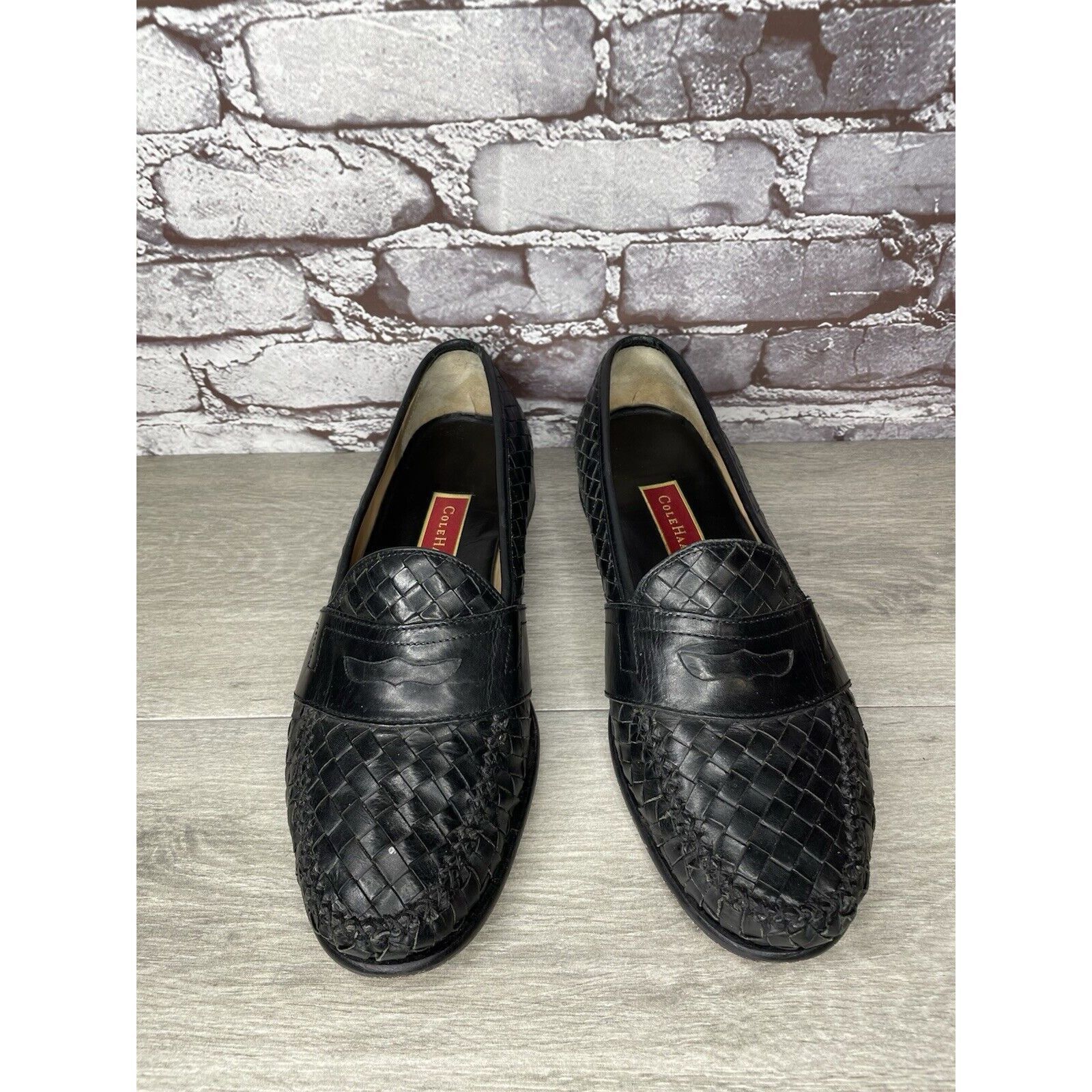 Cole Haan Cole Haan Black Leather Basket Weave Penny Loafers Dress Sho Size US 12 / EU 45 - 17 Thumbnail