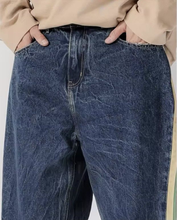 Vintage Side Splice Wide Leg Straight Denim Jeans Size US 31 - 3 Thumbnail