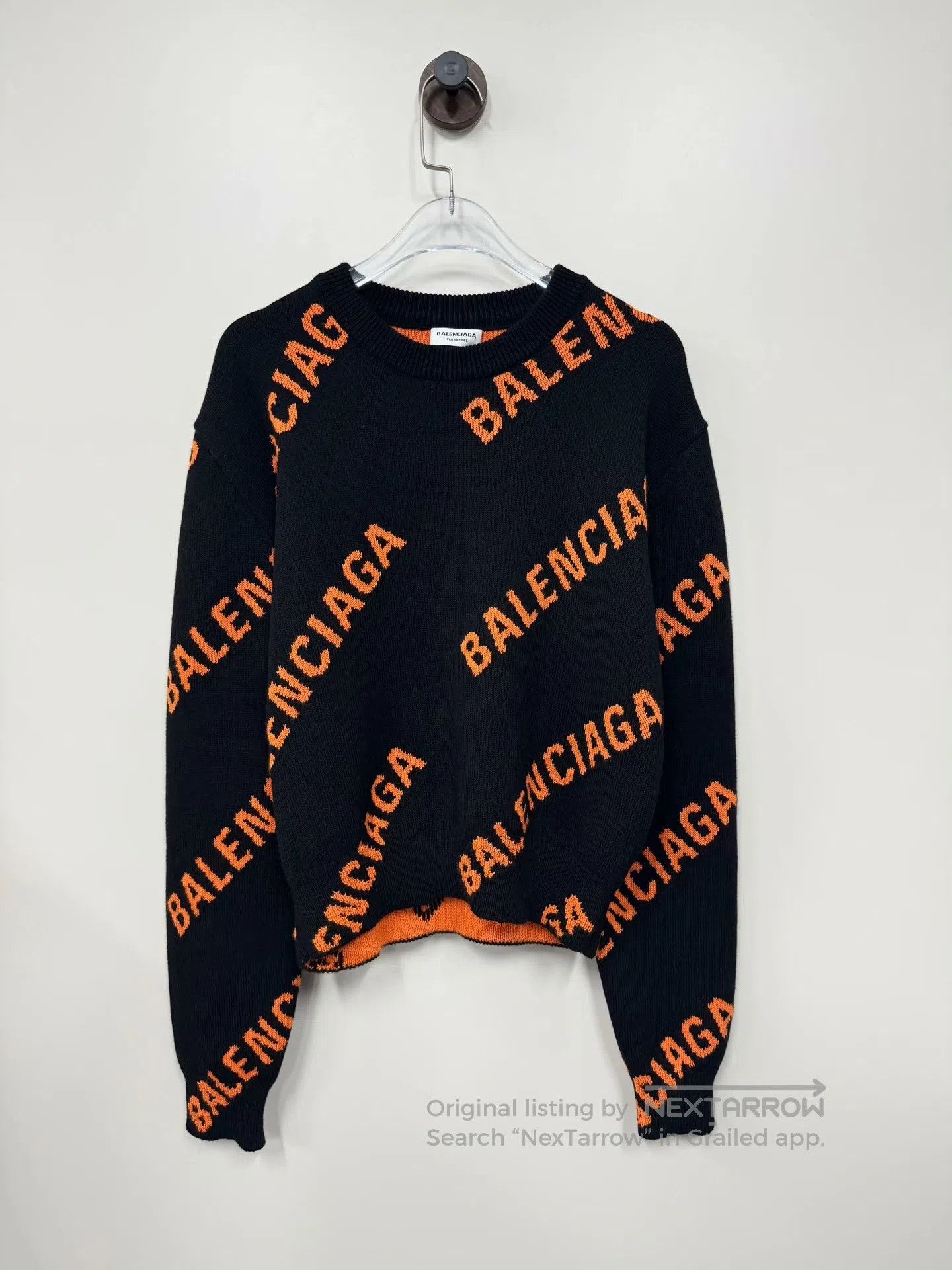 Balenciaga Balenciaga Black full logo knitted sweater| Size US S / EU 44-46 / 1 - 1 Thumbnail