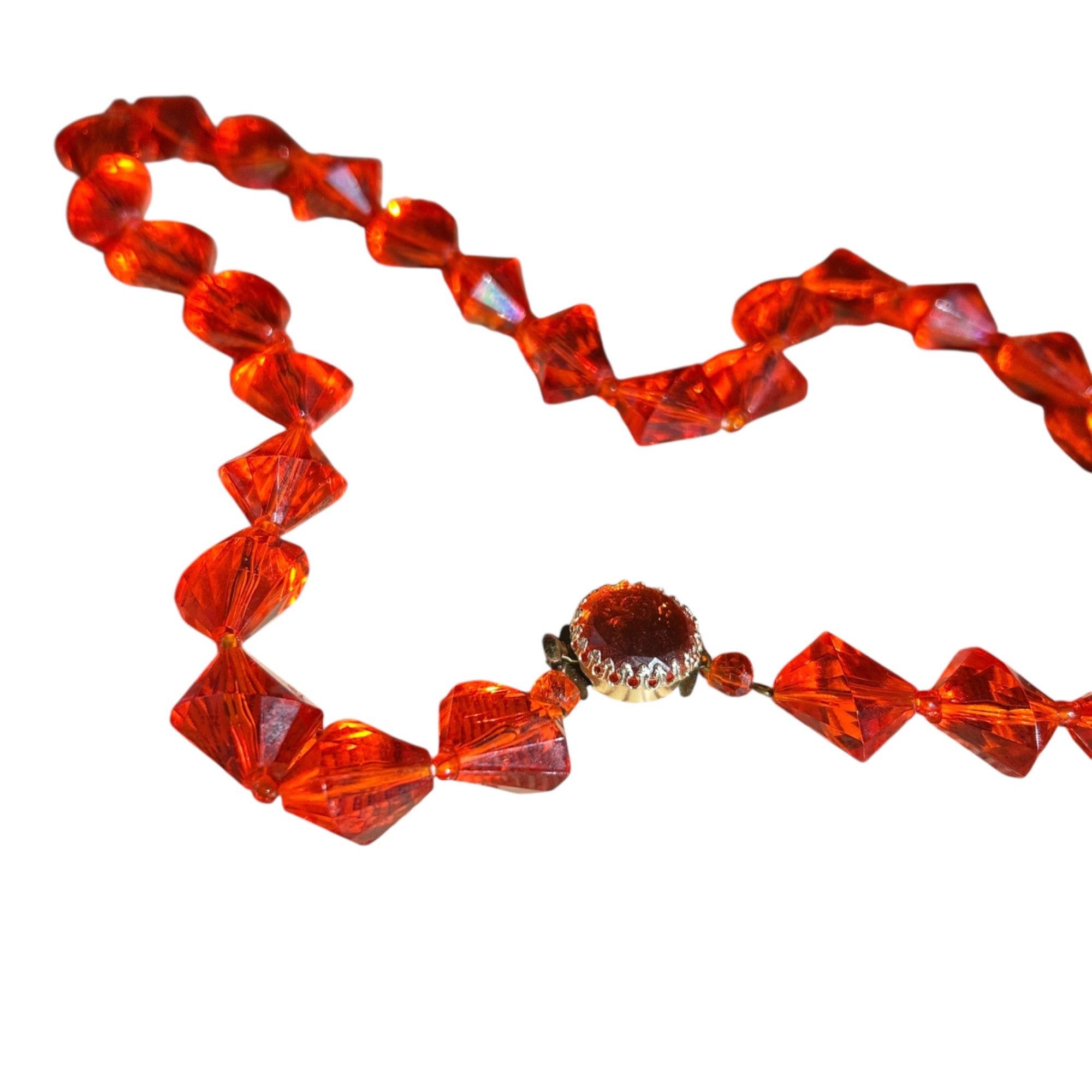 Vintage Vintage Western Germany Clear Orange Faceted Beaded Single S Size ONE SIZE - 3 Thumbnail
