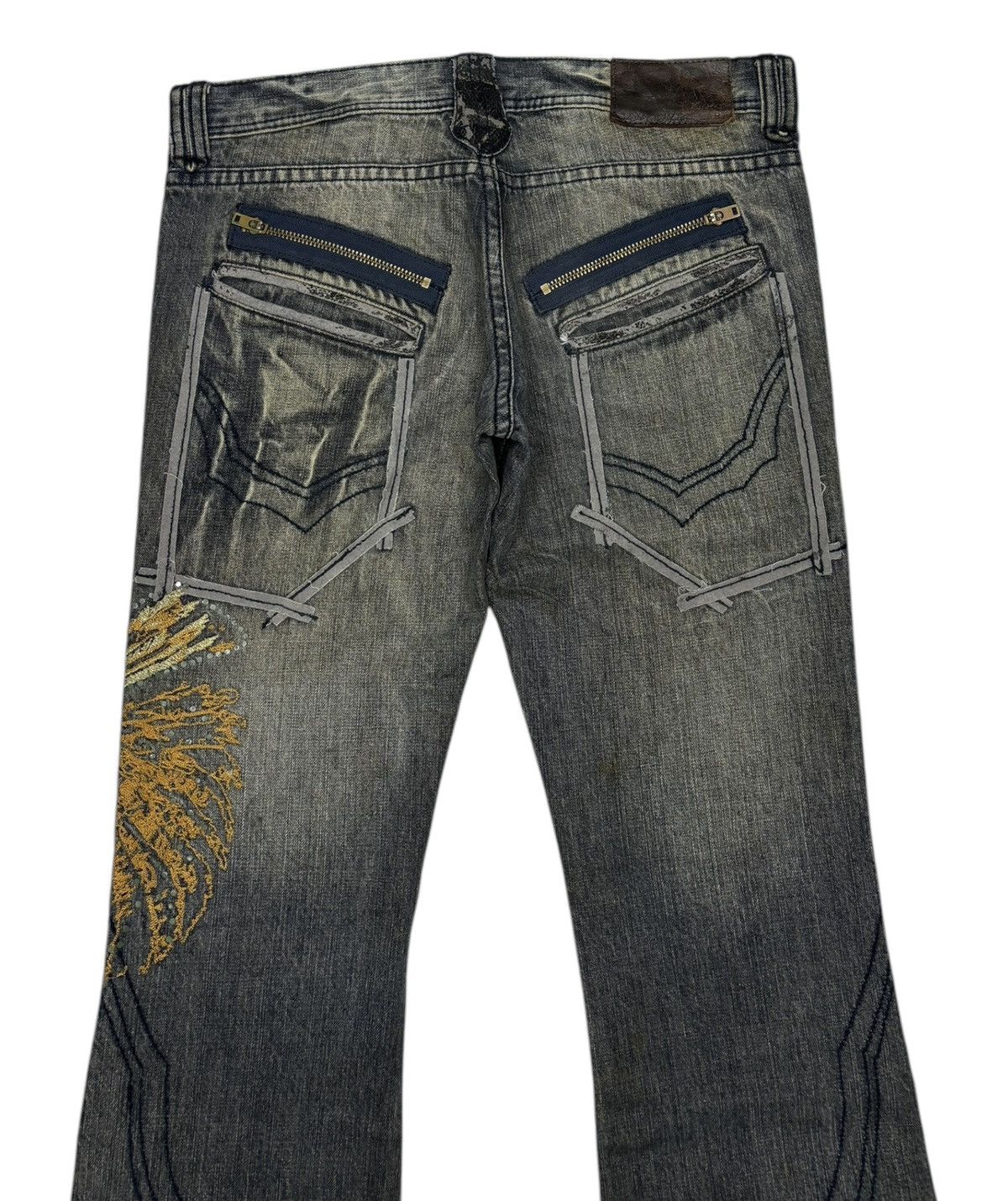 If Six Was Nine 🔥TORNADO MART DRAGONFLY EMBROIDERY FLARED JEANS Size US 32 / EU 48 - 6 Thumbnail