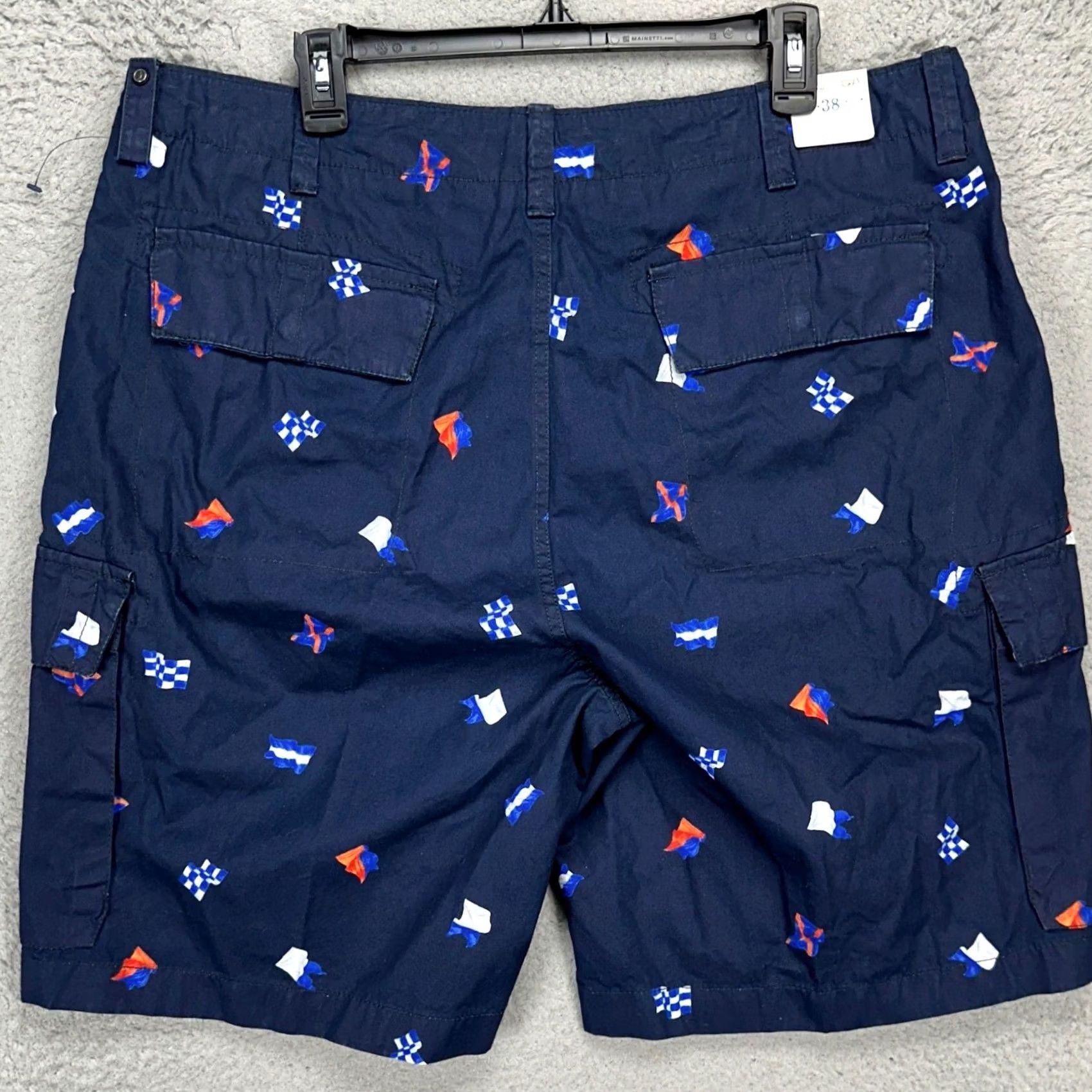 Nautica Nautica Mens Cargo Shorts 38 Navy Blue Flag Print Flat Front 100% Cotton NEW Size US 38 / EU 54 - 3 Thumbnail