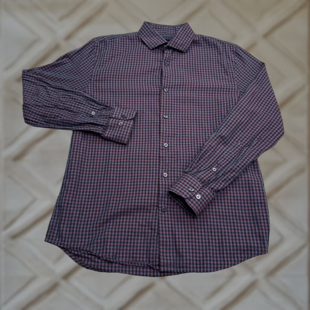 Perry Ellis Perry Ellis Gingham Button-Down Shirt Mens Medium Blue Red Plaid Cotton Casual Shirt Regular Fit Multicolor Button-Up Long Sleeve Men Mens Size US M / EU 48-50 / 2 - 1 Thumbnail