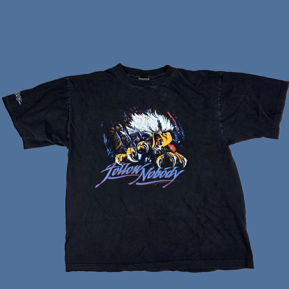 Vintage VINTAGE Sturgis Shirt Mens Large Black American Thunder Eagle Follow Nobody 90s Biker Shirt Size US L / EU 52-54 / 3 - 1 Thumbnail