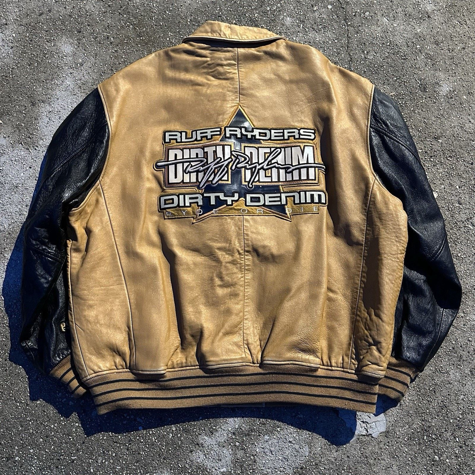 Leather × Ruff Ryders × Vintage Vintage Ruff Ryders Dirty Denim Ride or Die Leather Jacket Size US XXL / EU 58 / 5 - 1 Thumbnail