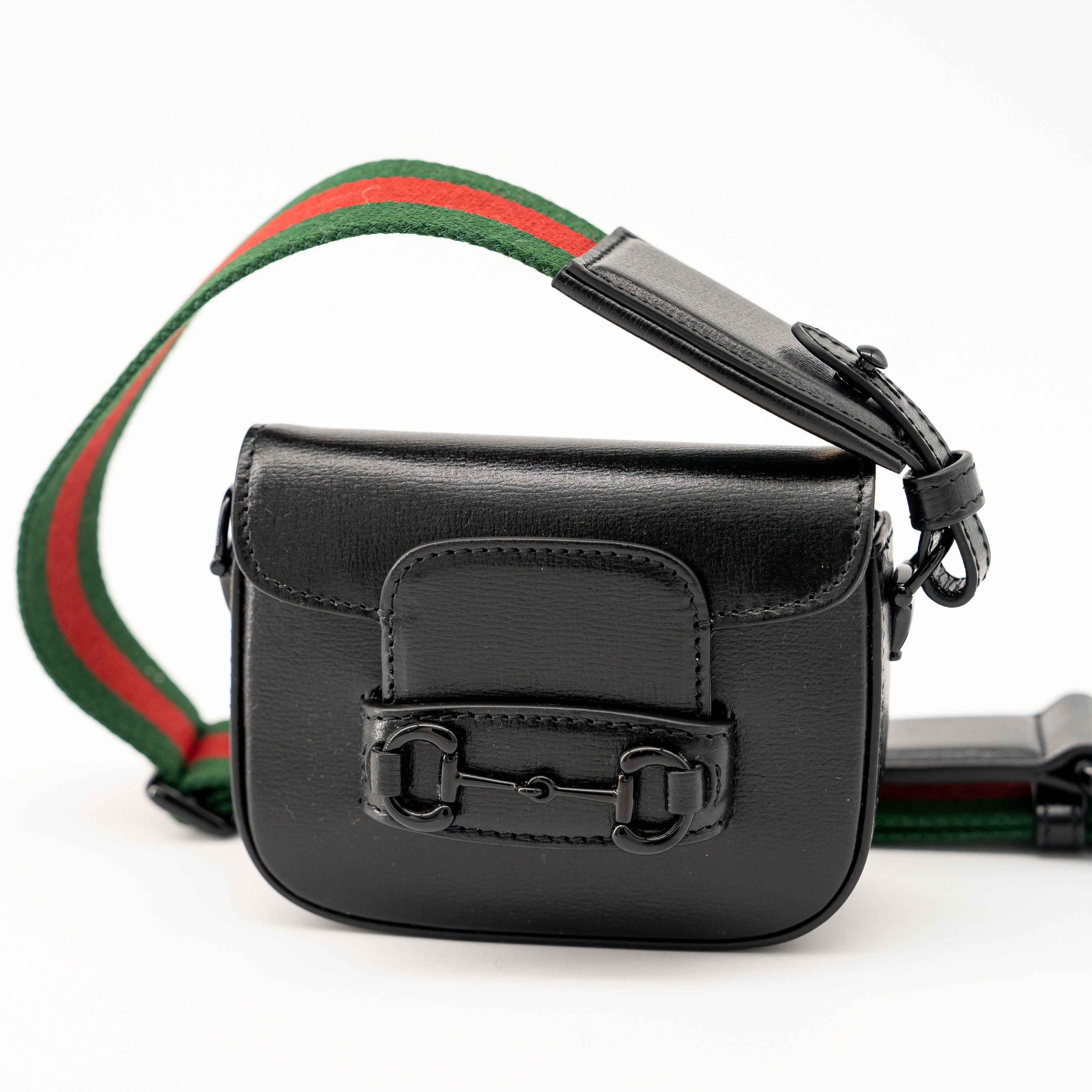 Gucci Horsebit 1955 Bag Flap Crossbody Mini Black Leather, Women's